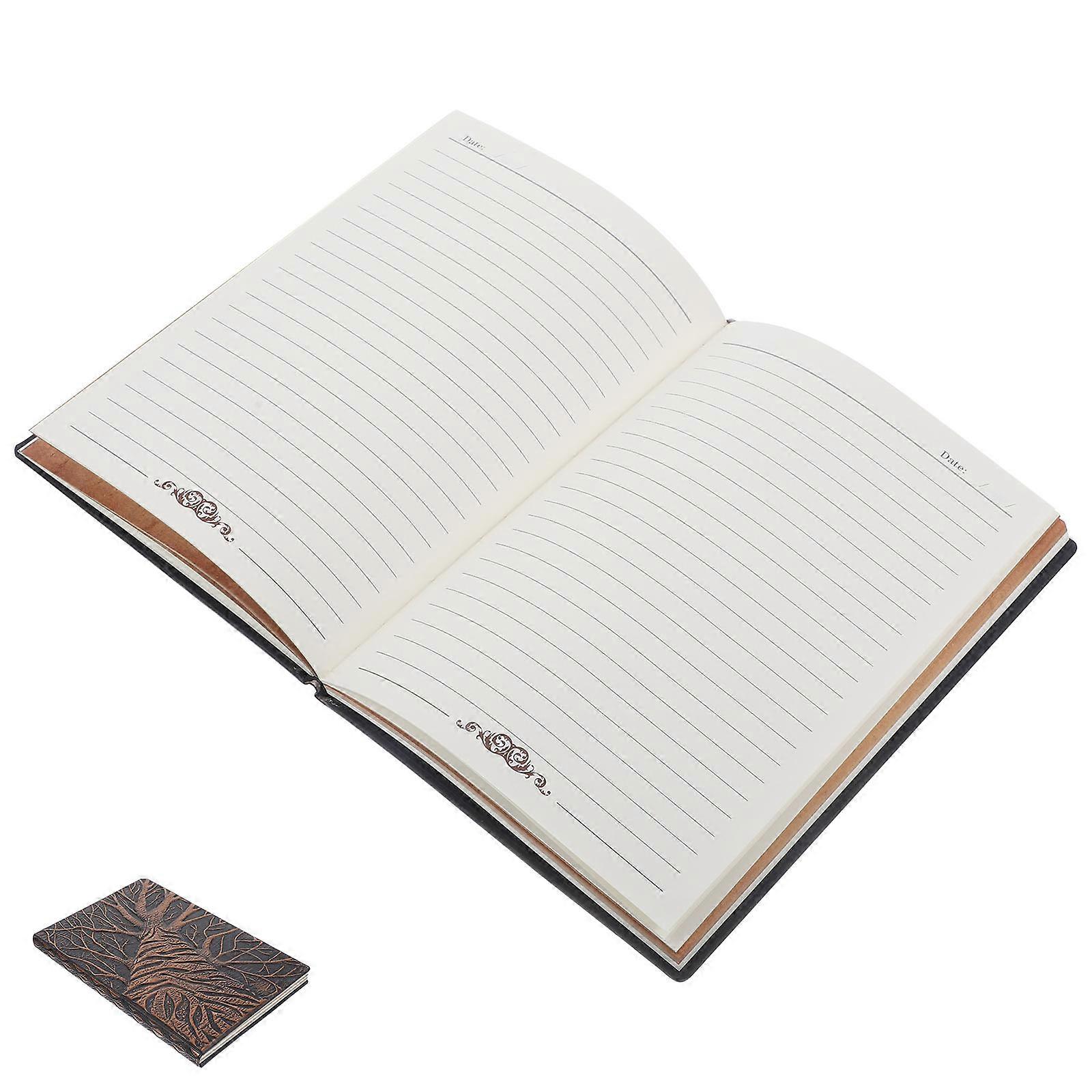 Retro Embossment Cover Notebook 2Pcs Vintage Aesthetic Notepad Ideal For Daily Use Travel Writing Gift Giving 21.5x14.5x2cm