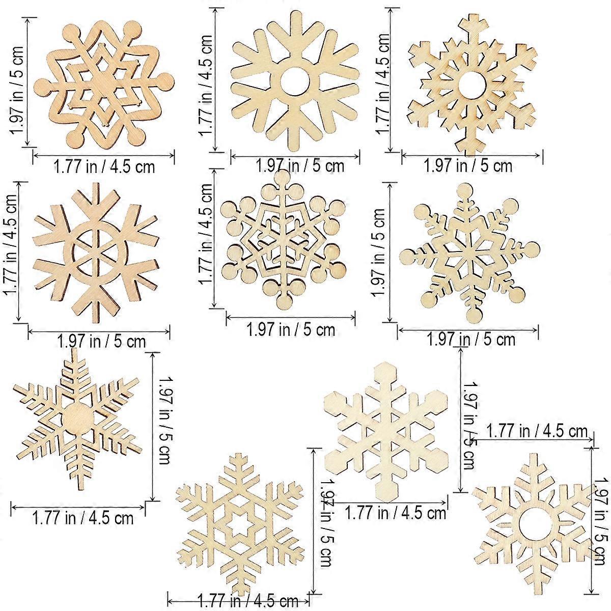 Wooden Snowflake Cutout Craft Embellishment for Decoration 10Pcs Set