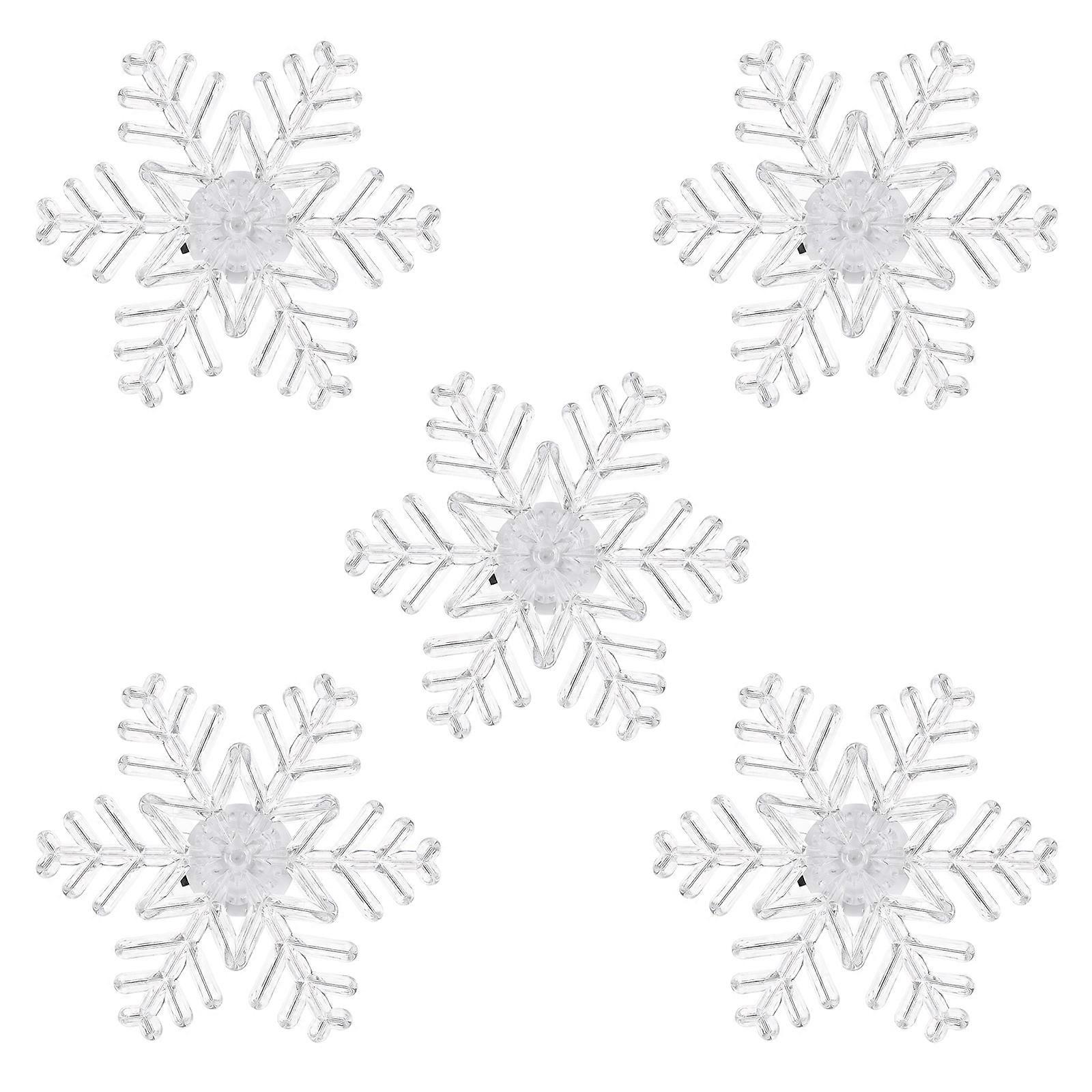 Glowing Snowflake Light Christmas Snowflake Lamp Button Switch Decoration Lighting Gift 5Pcs