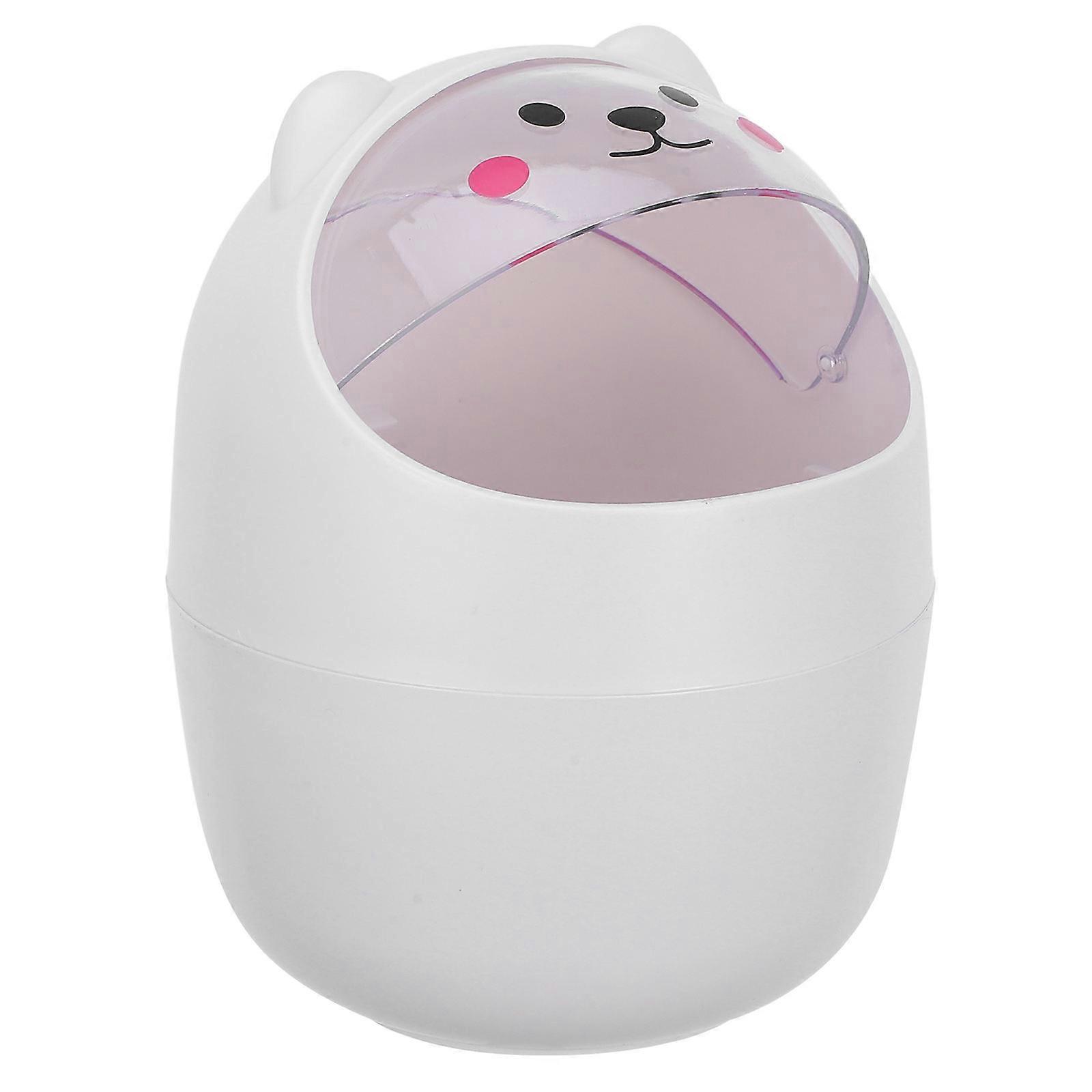 Mini Desktop Trash Bin with Shake Lid for Storage 4Pcs White Small Garbage Can