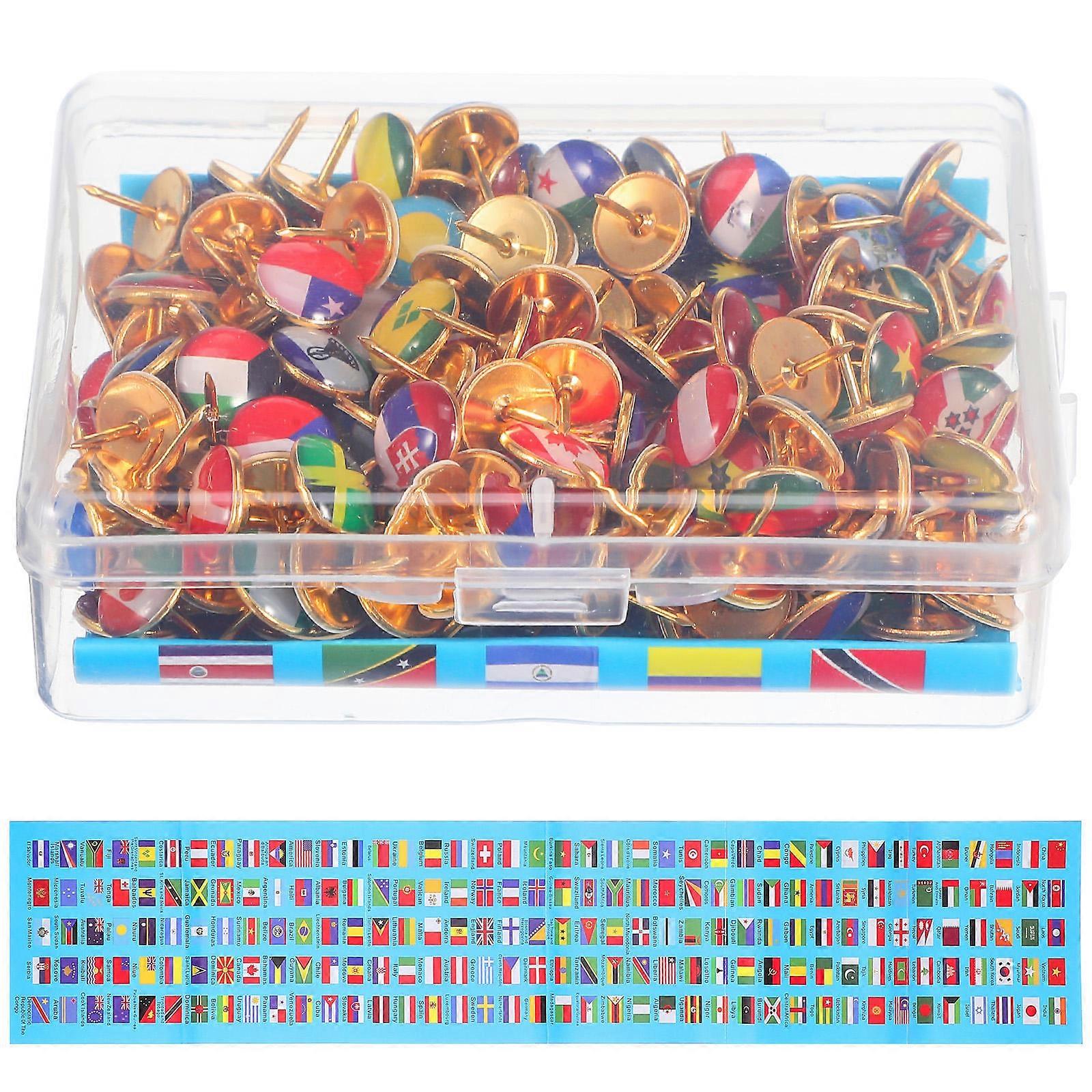 National Flag Thumb Tacks Creative Design For Collectors Assorted Color Fastening 1000 Pcs