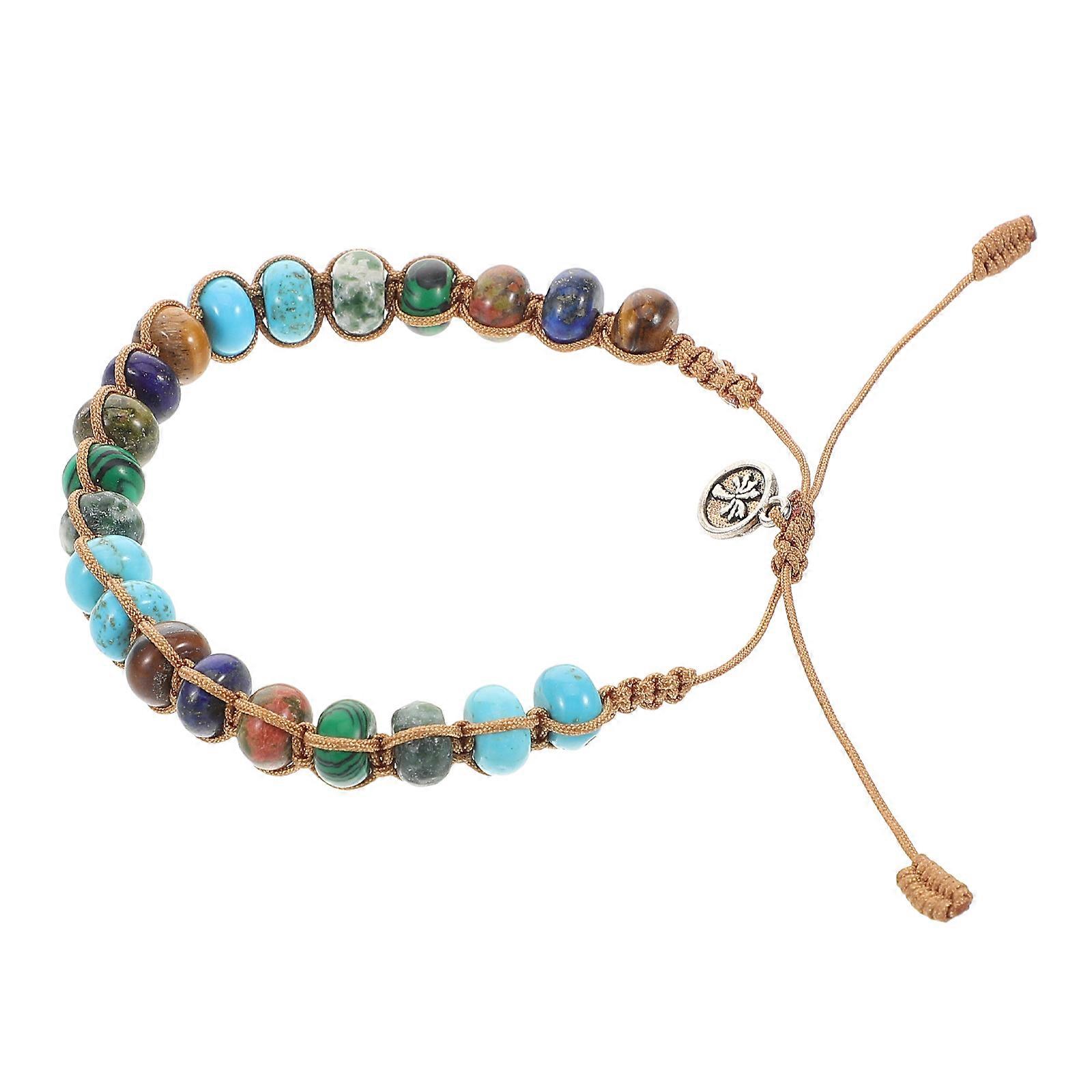 Natural Stone Beaded Bracelet for Women with Adjustable String 2Pcs