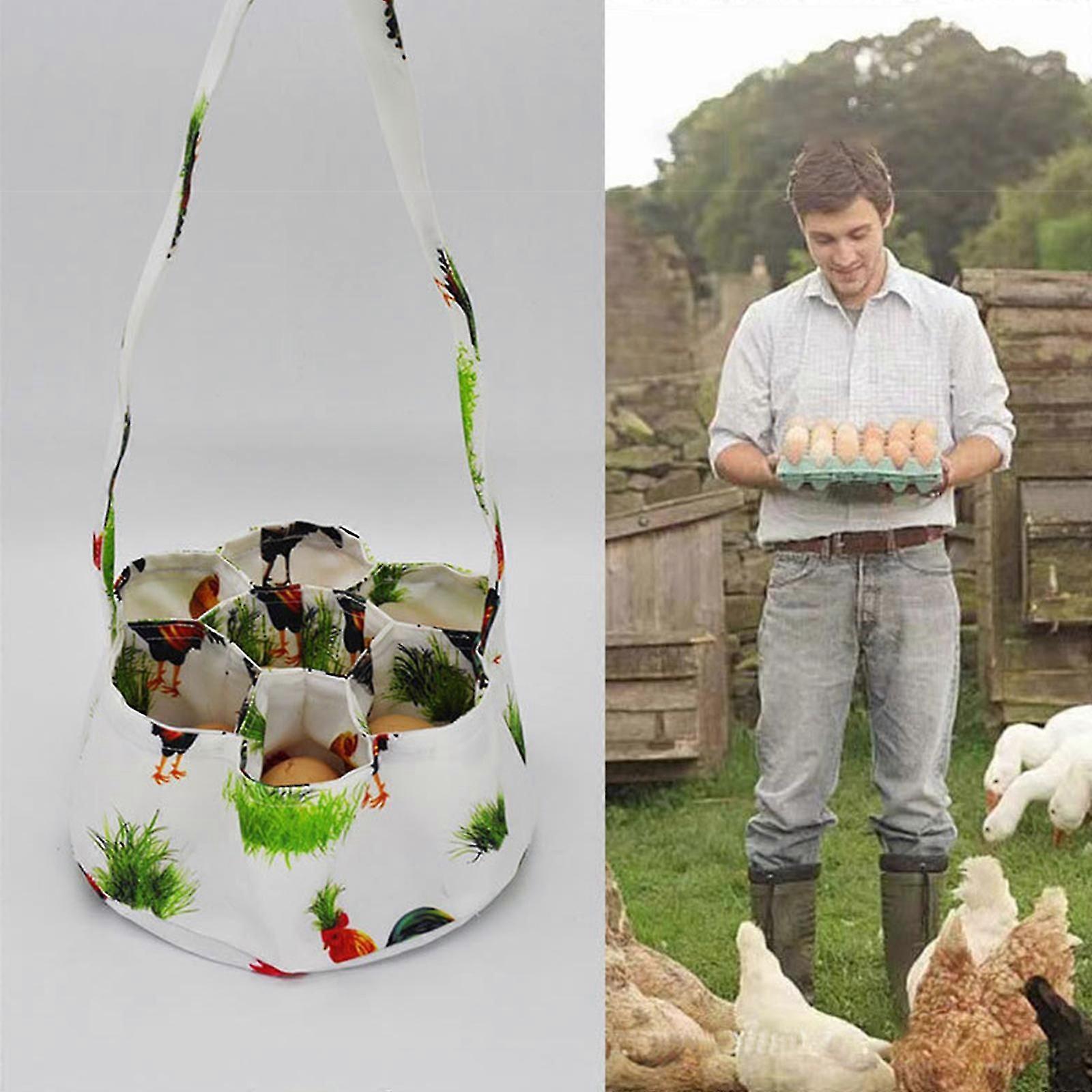 سلة جمع البيض ، سلة بيض دجاج صغيرة ، سلة جمع بيض مع 7 أكياس ، سلة بيض دجاج لجمع البيض الطازج