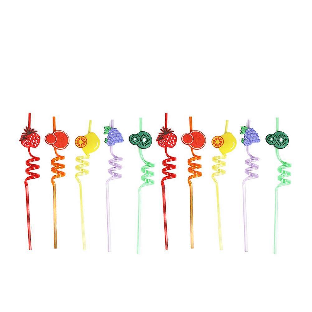Decorative Straws Creative Fruit Design Straw for Drinking 10Pcs Assorted Colors