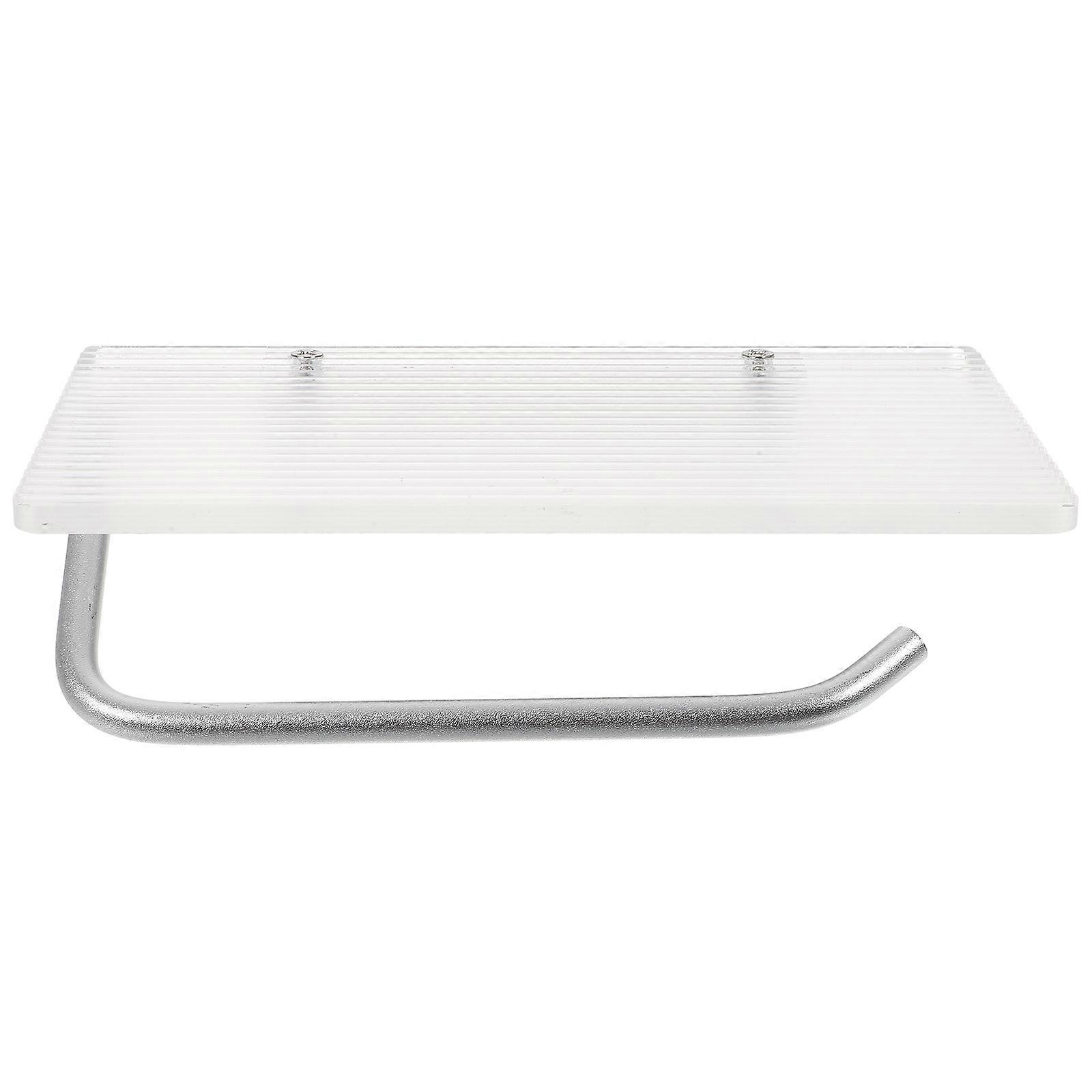 Bathroom Roll Paper Holder with Shelf Wall Mounted Transparent 2Pcs