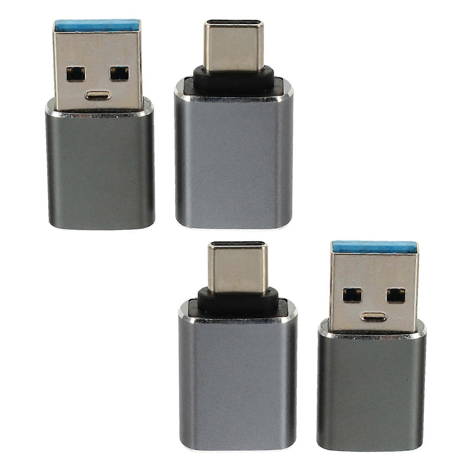 Usb C To Usb Adapter Simple Design Mobile Phone Use Aluminum Alloy 4Pcs