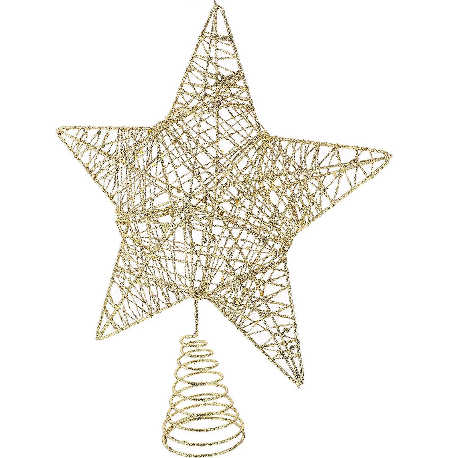 Golden Christmas Tree Topper Star for Xmas Tree Decoration 3Pcs Set