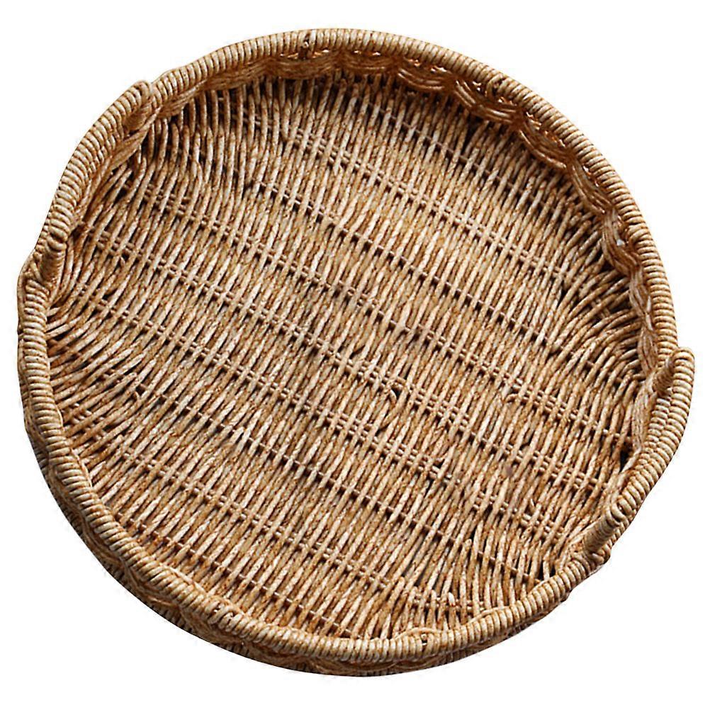 Woven Fruit Basket Round Storage Holder For Home Use Light Brown Material Multi-Functional 1 Pcs
