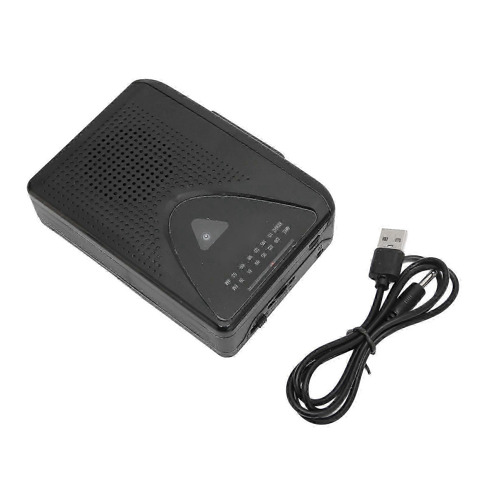 Cassette Player Retro Stereo 2 Charging Methods Portable Tape Player with Clear Speaker for Indoor Outdoor Black