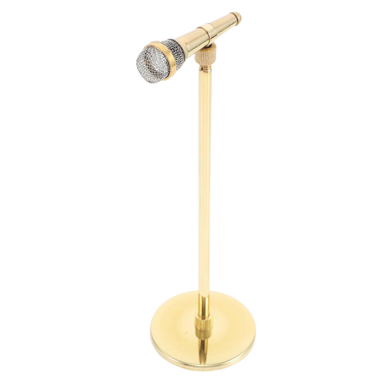 Miniature Copper Microphone Prop for Music Decor 3Pcs Adjustable Microphone Ornament