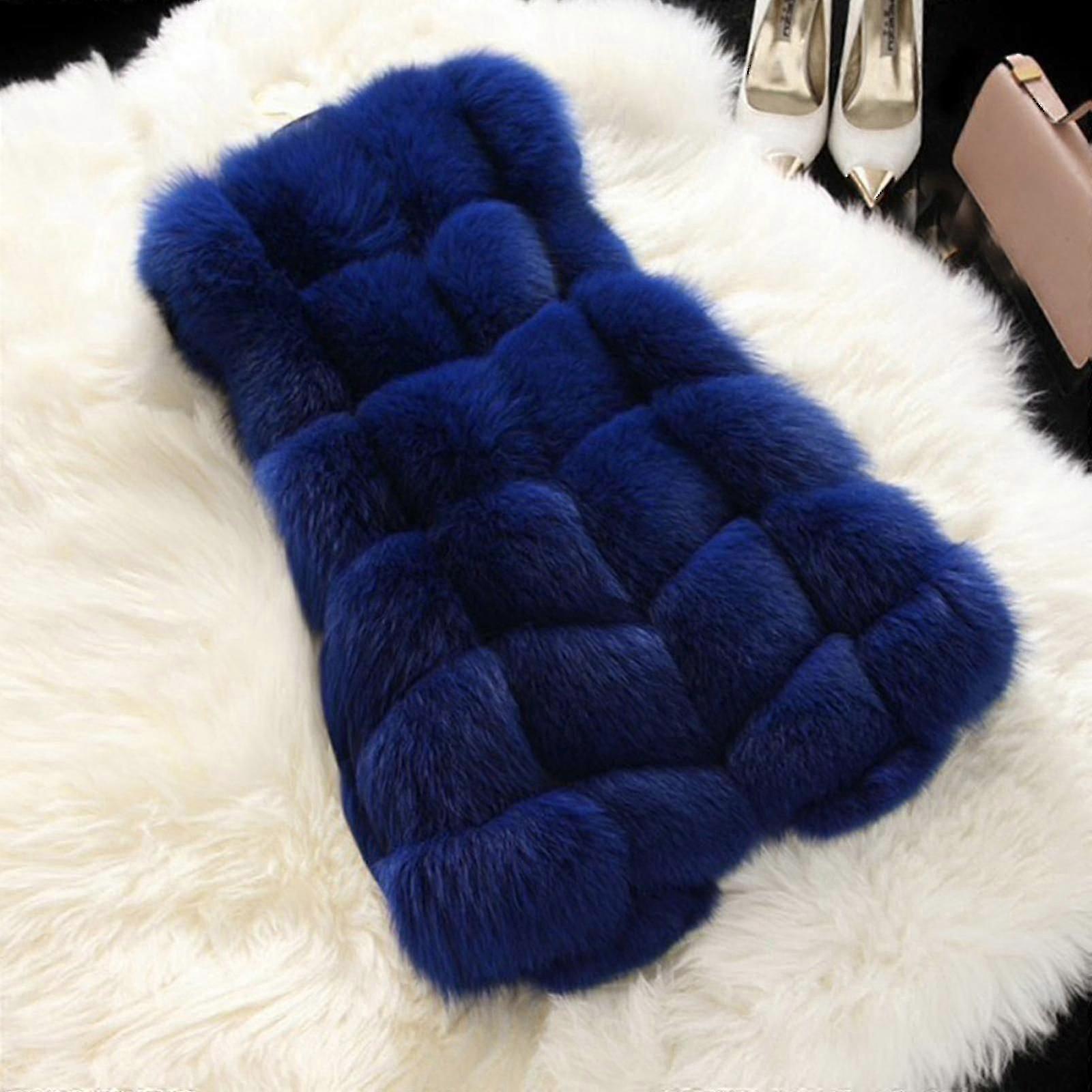 Damväst i fuskpäls, ärmlös jacka, kappa