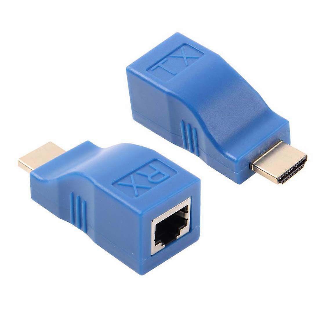 HDMI to RJ45 Extender Adapter, Distance: 30m (Blue)