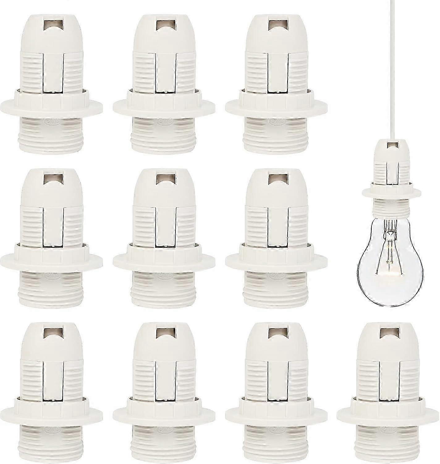 E14 Lamp Socket 10 Pcs E14 Plastic Bulb Socket 250V 2A Vintage Lamp Socket Holder E14 Socket Adapter for E14 Screw Bulb Energy Saving Screw Lamp, Whit