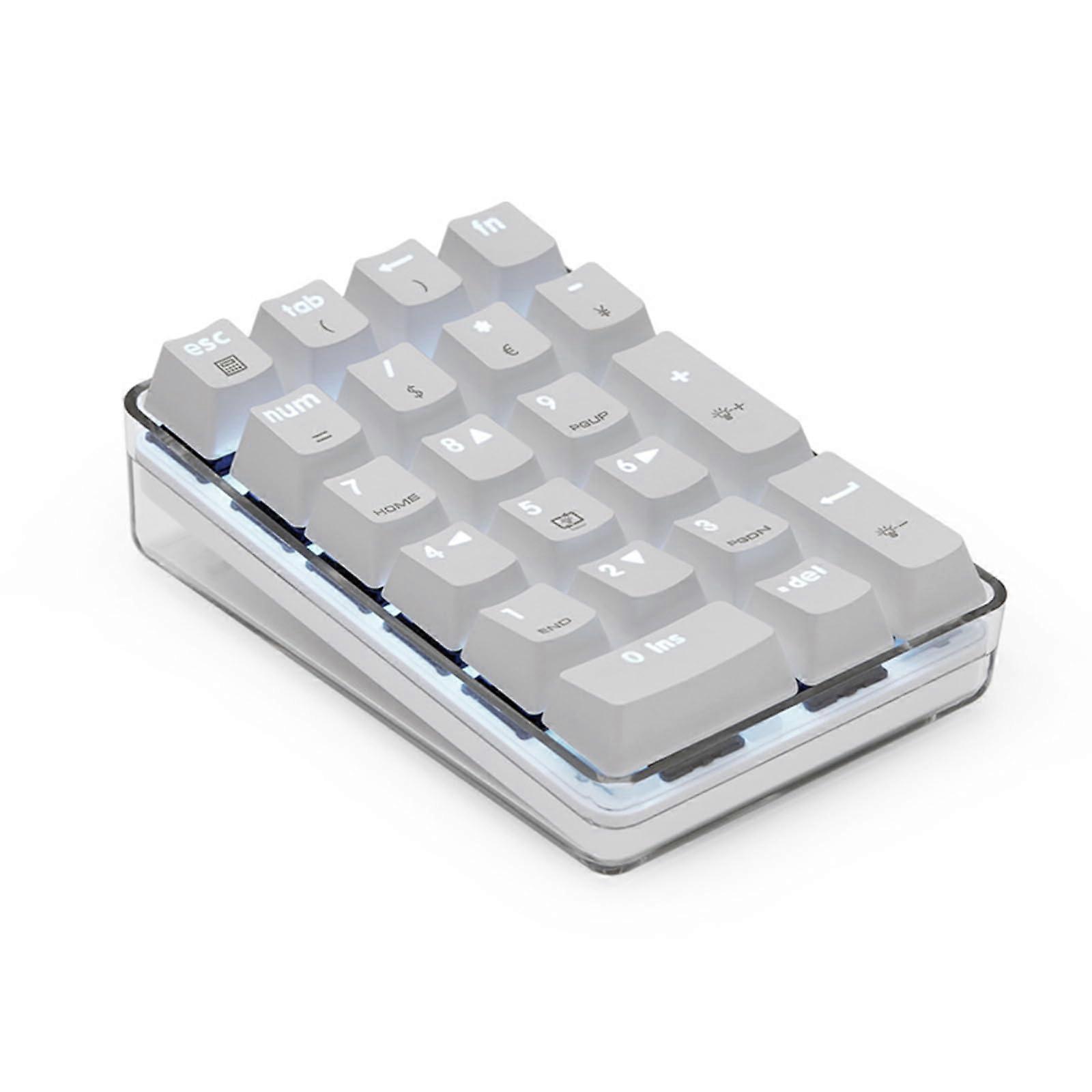 USB Wire 21Key Mechanical Keypad Independent Number Lock Function Clear Housing Shell Numpad For Computer