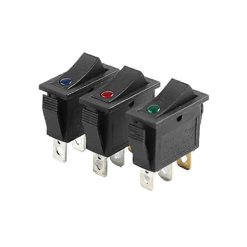 3pin Rocker Button Switch KCD3 OnOff 2nd Gear Position Yellow Cat's Eye LED AC 16A 250V