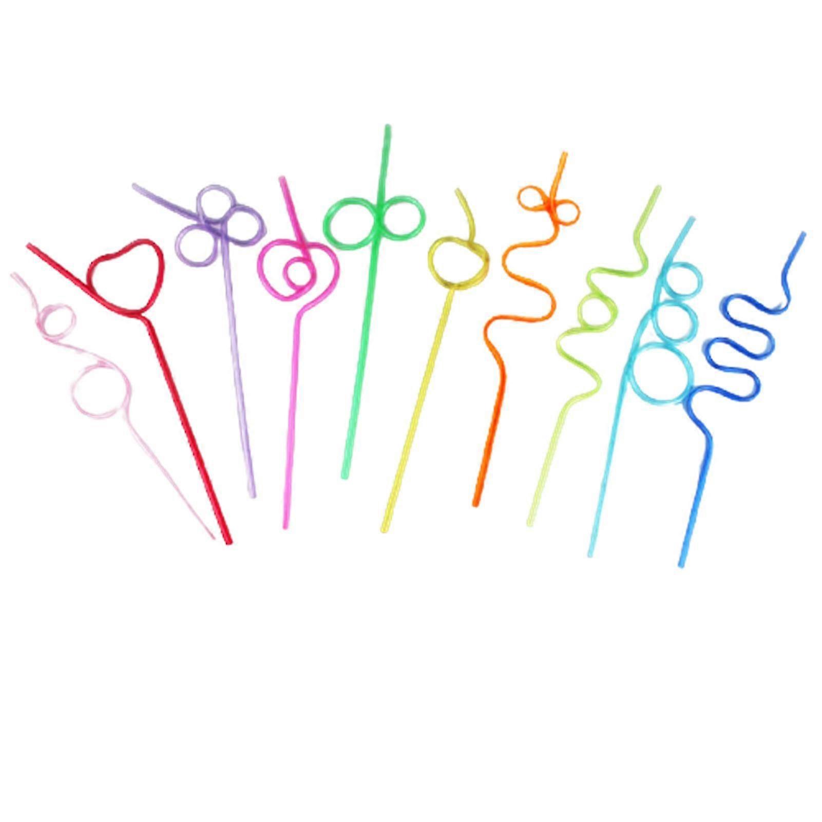 10 Pcs Straws Reusable Party Favors Drinking Suckers Colorful Twisted Straws For Kids(random)