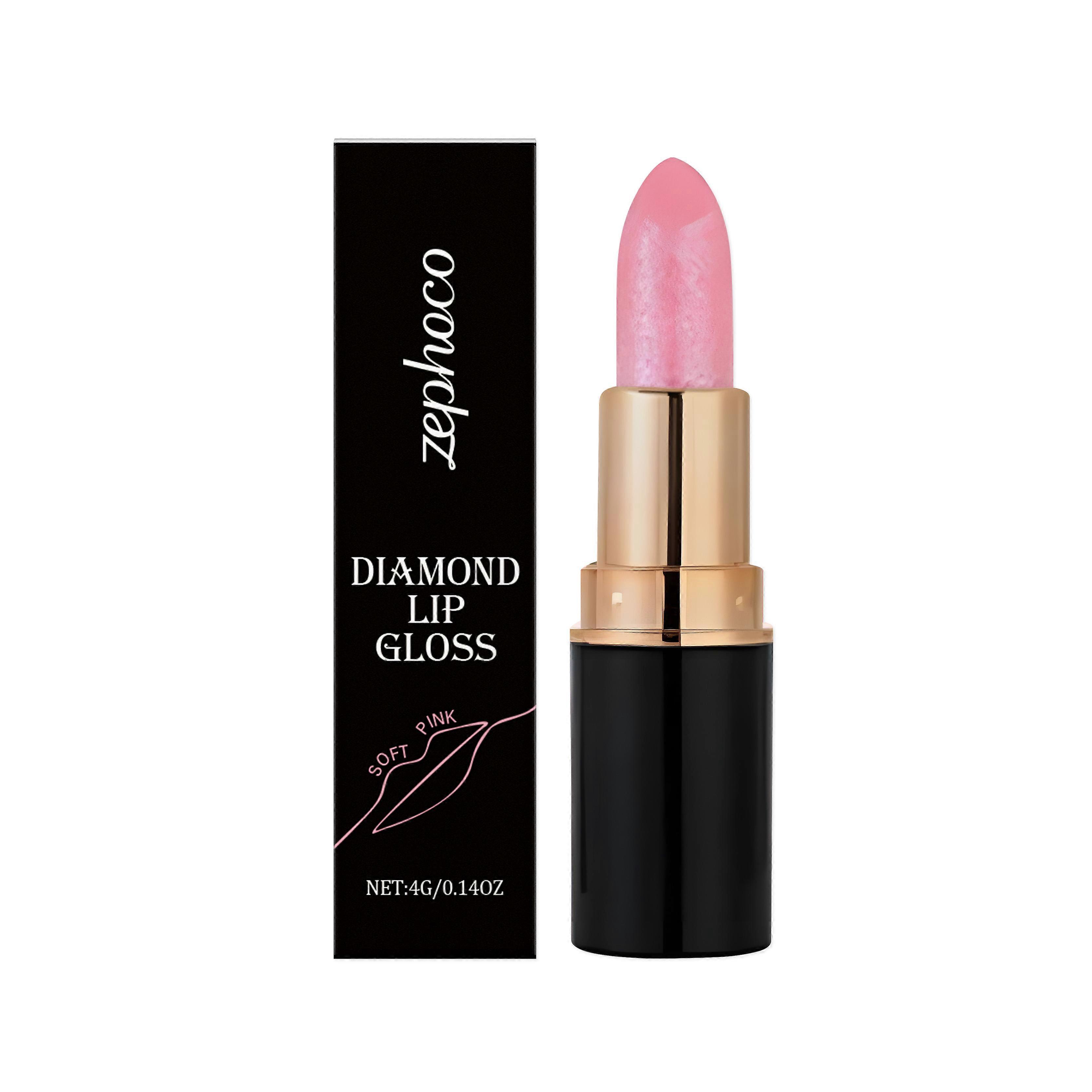 Zephoco's Soft Pink Diamond Lip Gloss Sparkling Lipstick Is Nourishing, Smooth, Lustrous, Plump And Does Not Easily Smudge