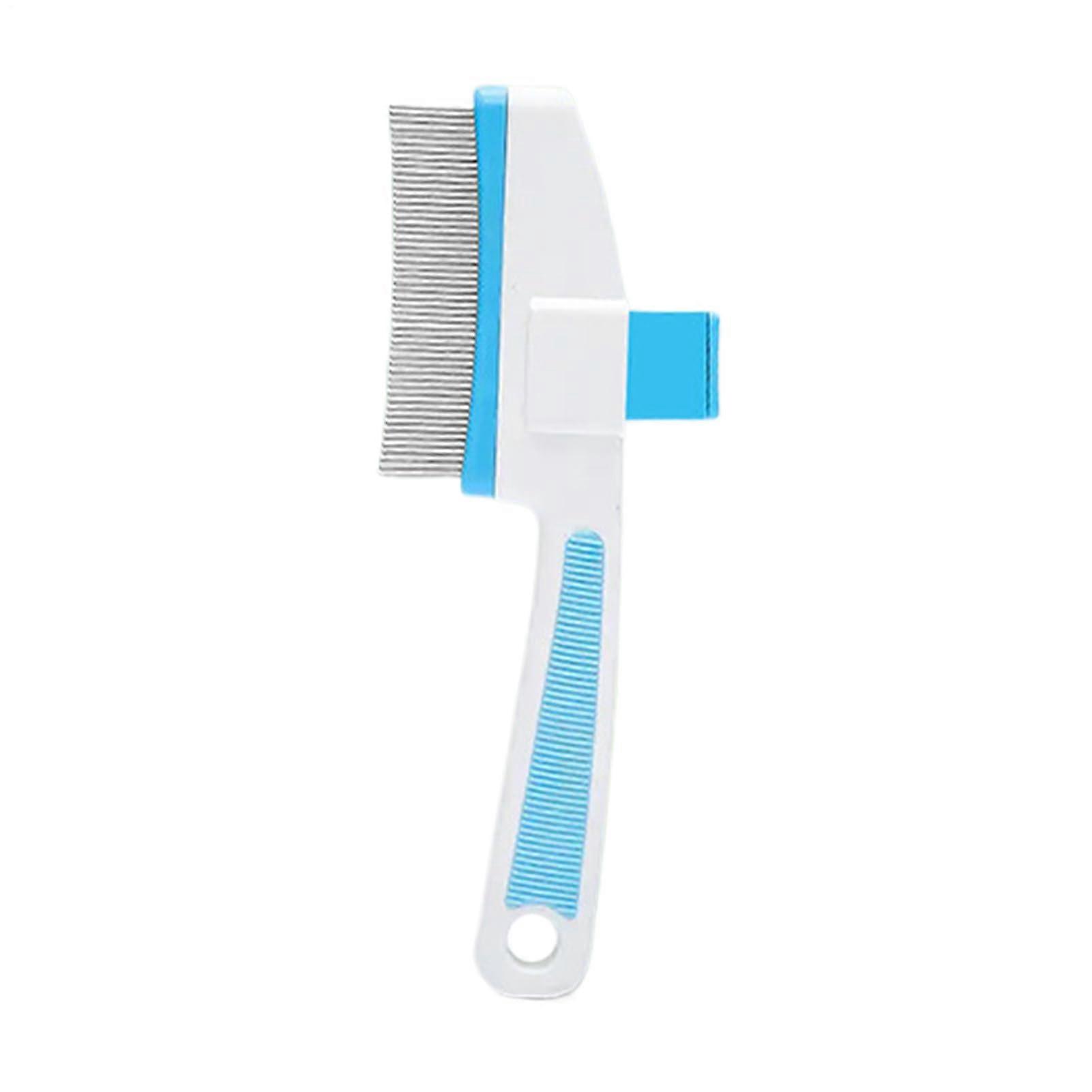 Cat Shedding Brush Grooming Tool With Release Button Flea Removal For Cats And Dogs Blue Indoor