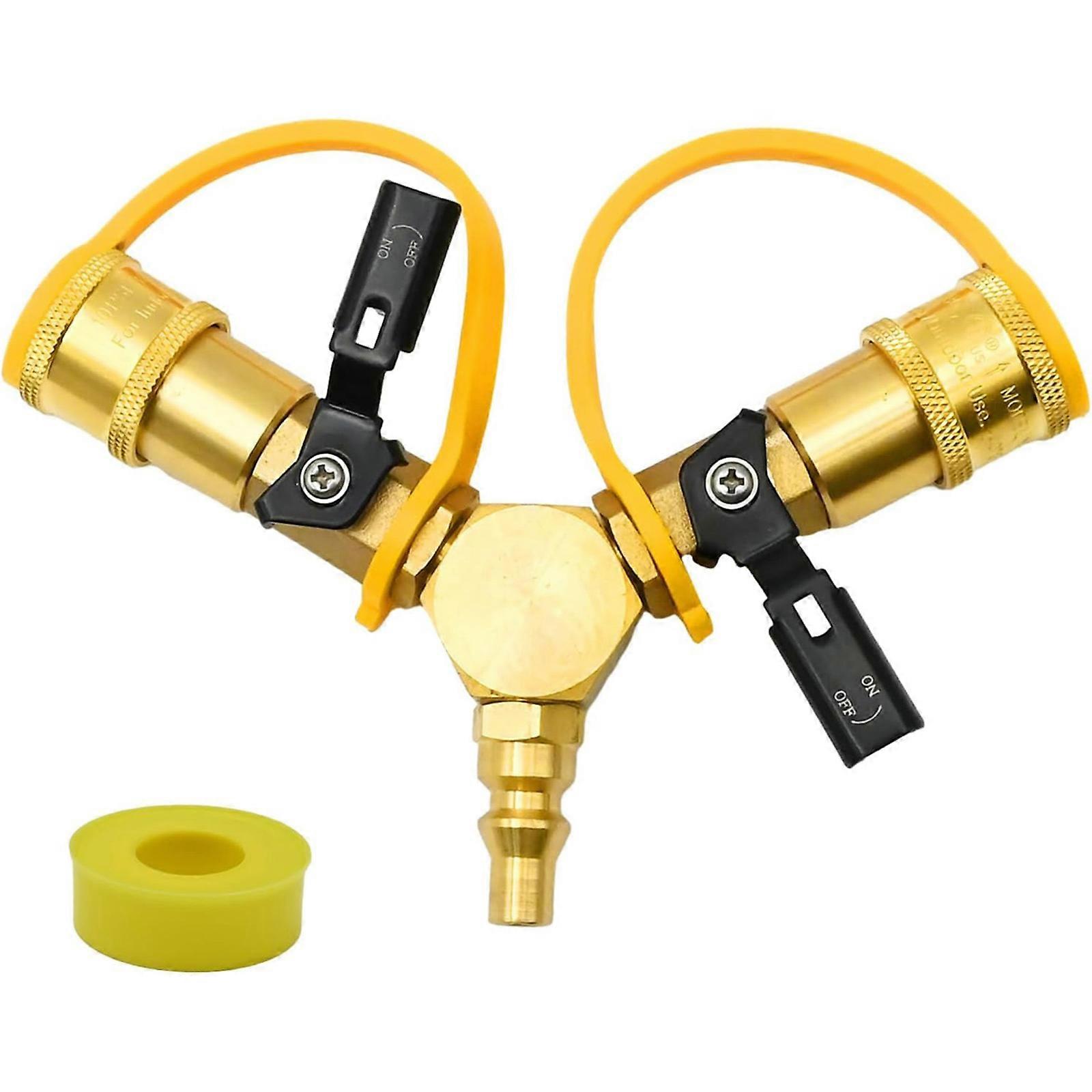 Metal Propanes Y Splitters Adapter Quick Releases Fittings 1/4Inch Connection Leak Proof For Camping Grills Accessories Multicolor