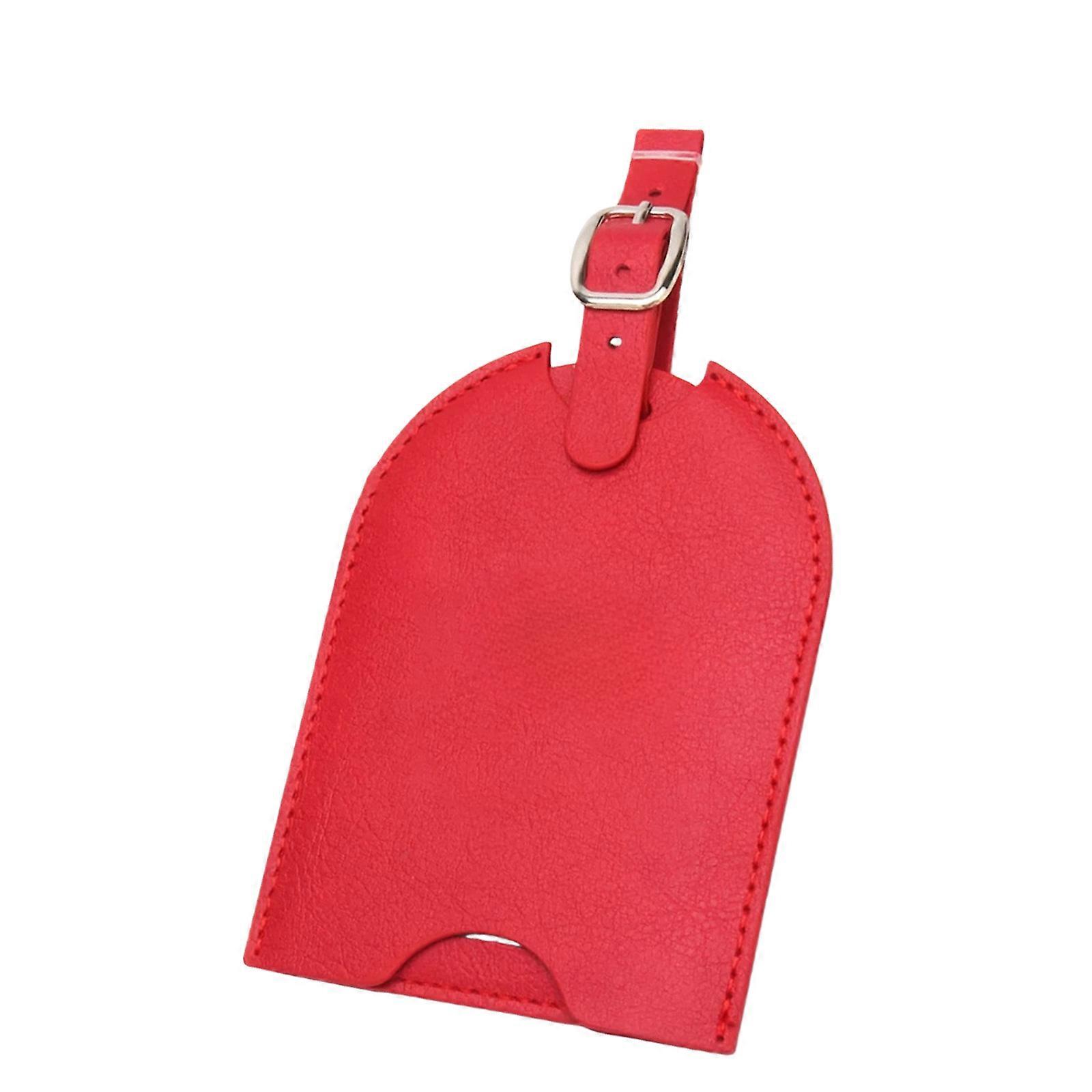 Double Layer Luggage Labels With Slide Out Card Holder Crafted Of Waterproof PU Materials  Red
