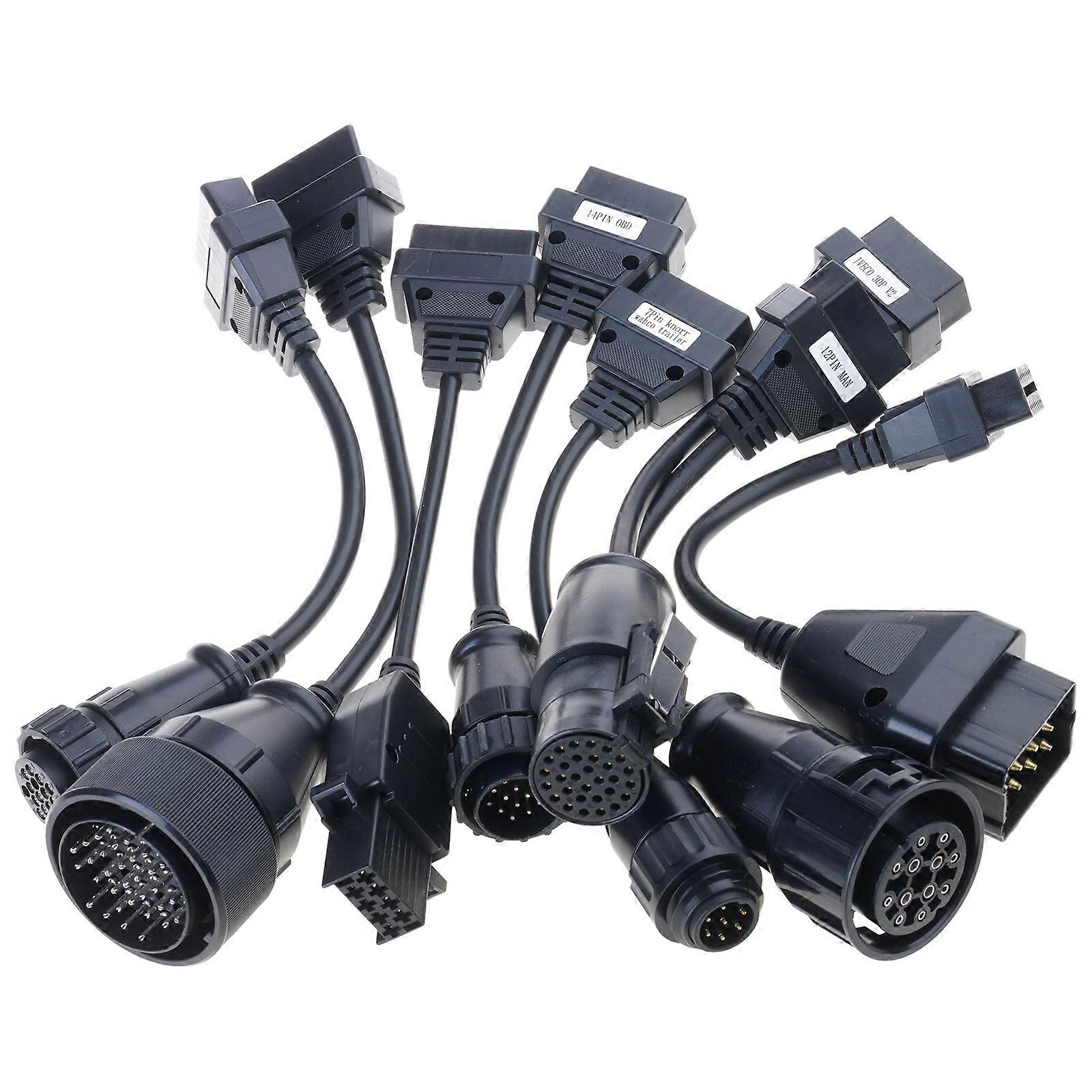8x OBD2 Adapter Cables Diagnostic Connector For Truck Engine Control Unit Programming Heavy Duty Vehicle Diagnostic Tool Multicolor