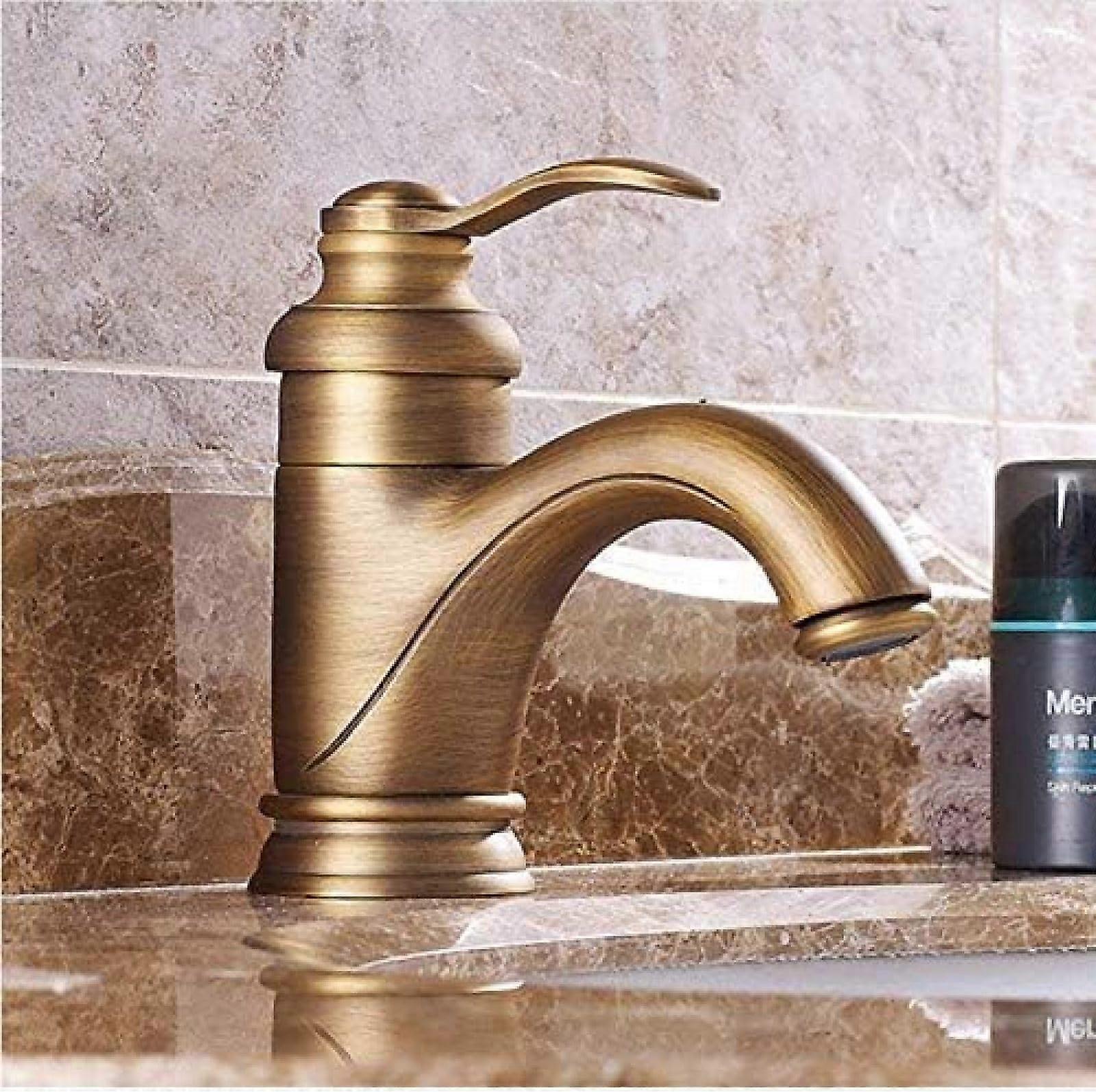 Basin Faucets Antique Bathroom Sink Faucets  SingleHandle DeckMounted Hot Cold Water Mixer Tap, WC Taps