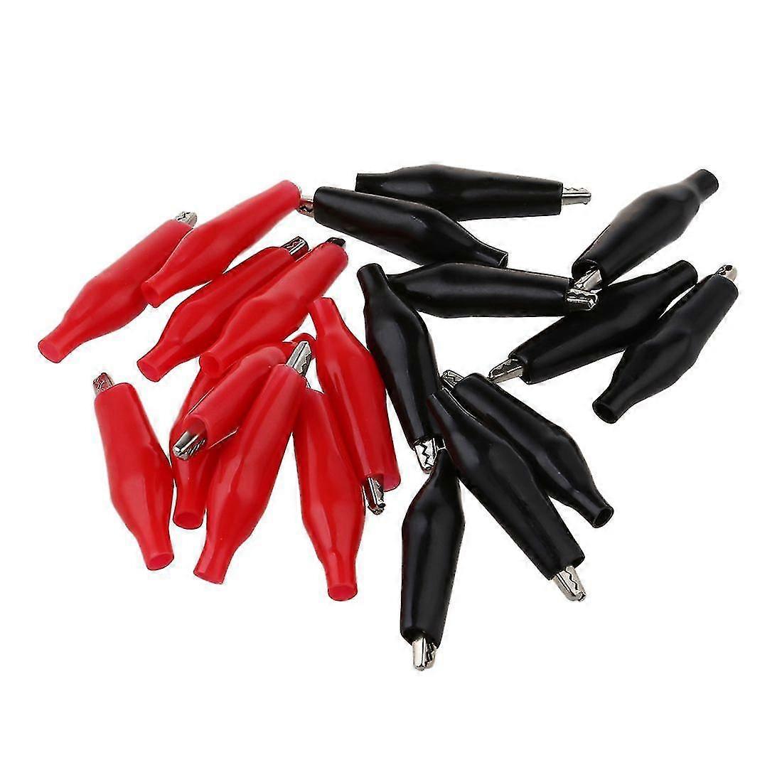 20 Pcs Black Red Soft Plastic Coated Testing Probe Alligator Test Clip