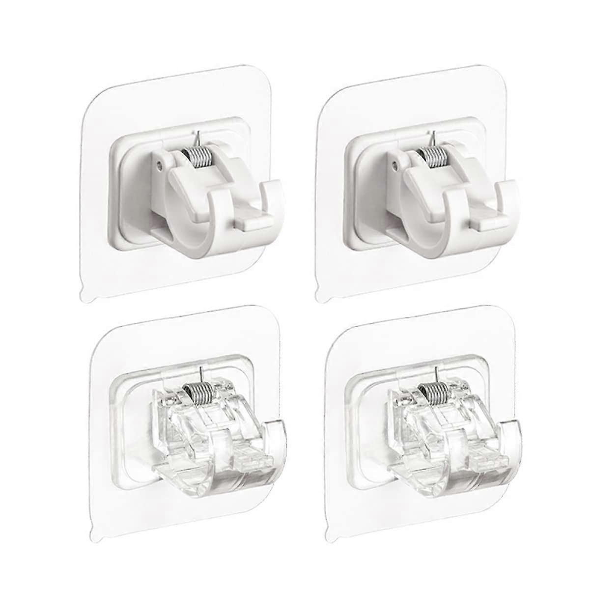 Hanging Rod Clips 4Pack, Adhesive Hooks For Curtain Poles, Easy To Install And Remove, Home Decor