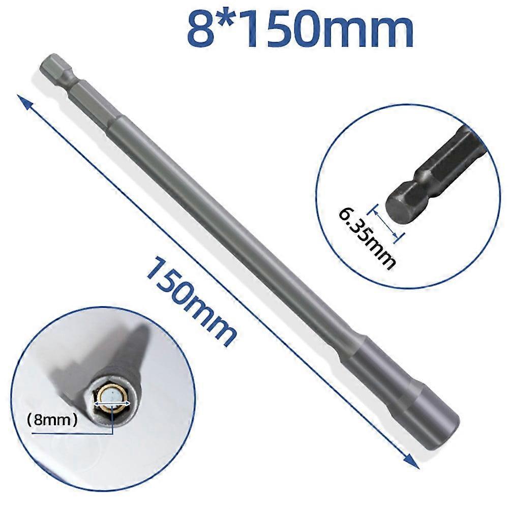 Lylong Tool Kit 150mm Long 6mm-19mm Hexagon Nut Driver Drill Bit Socket Wrench Extension Sleeve 8mm