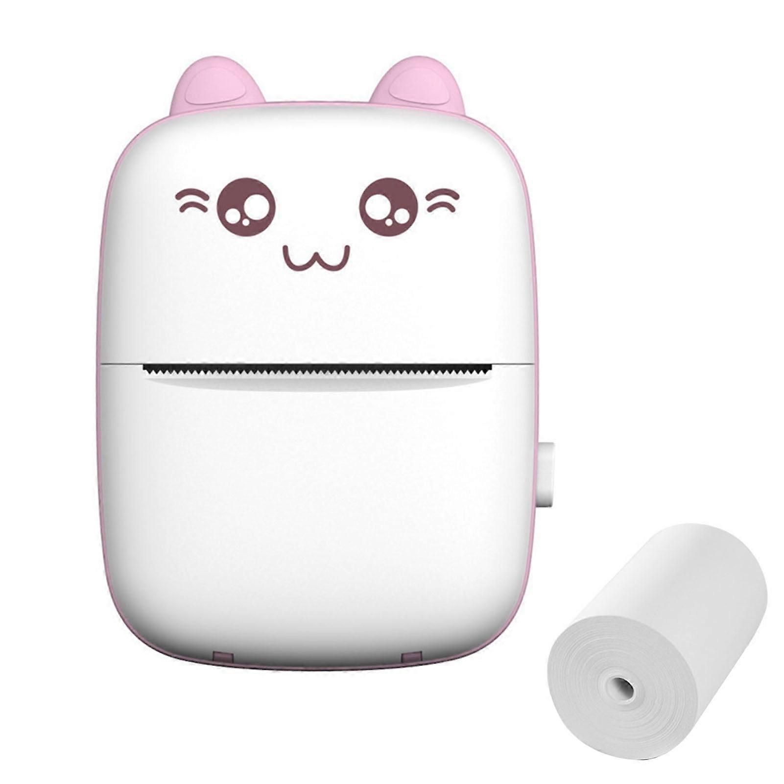 Chicmine Mini Printer Ink-Free Bluetooth-compatible Portable Pocket Handheld Mini Cute Cat Thermal Printer for Study