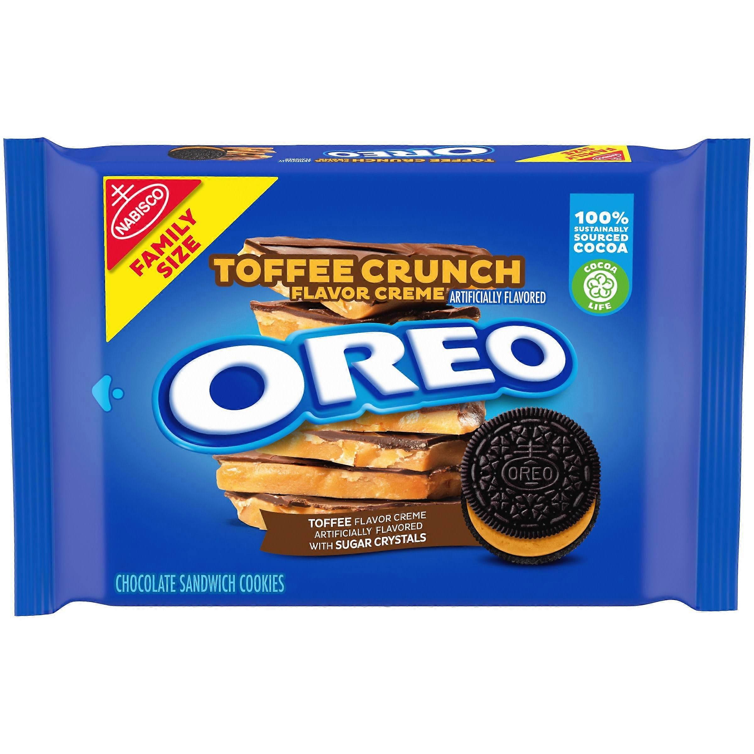 Oreo Toffee Crunch Creme With Sugar Crystals Chocolate Sandwich Cookies, Family Size, 17 Oz