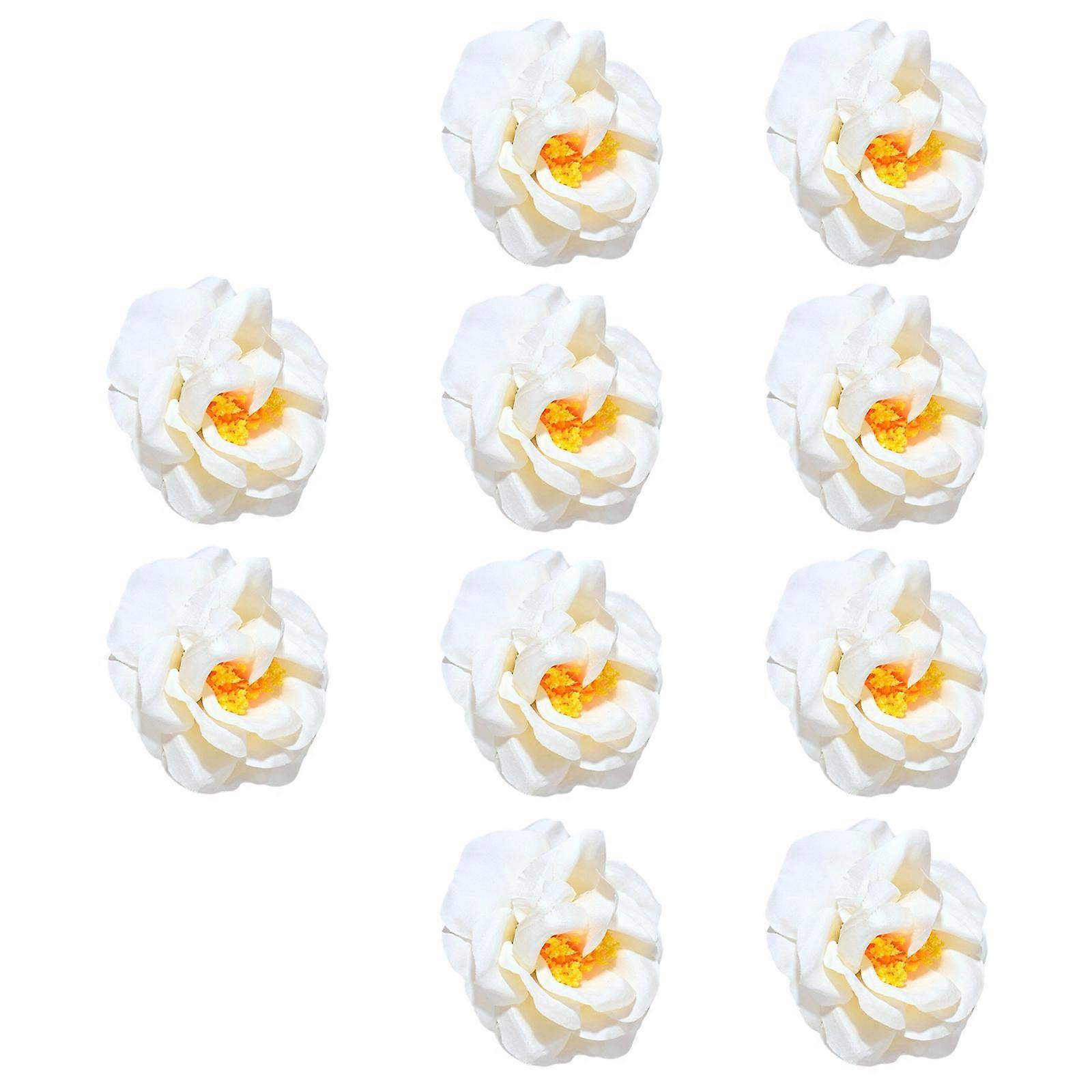 10 têtes de fleurs artificielles 3D blanches pour loisirs créatifs.