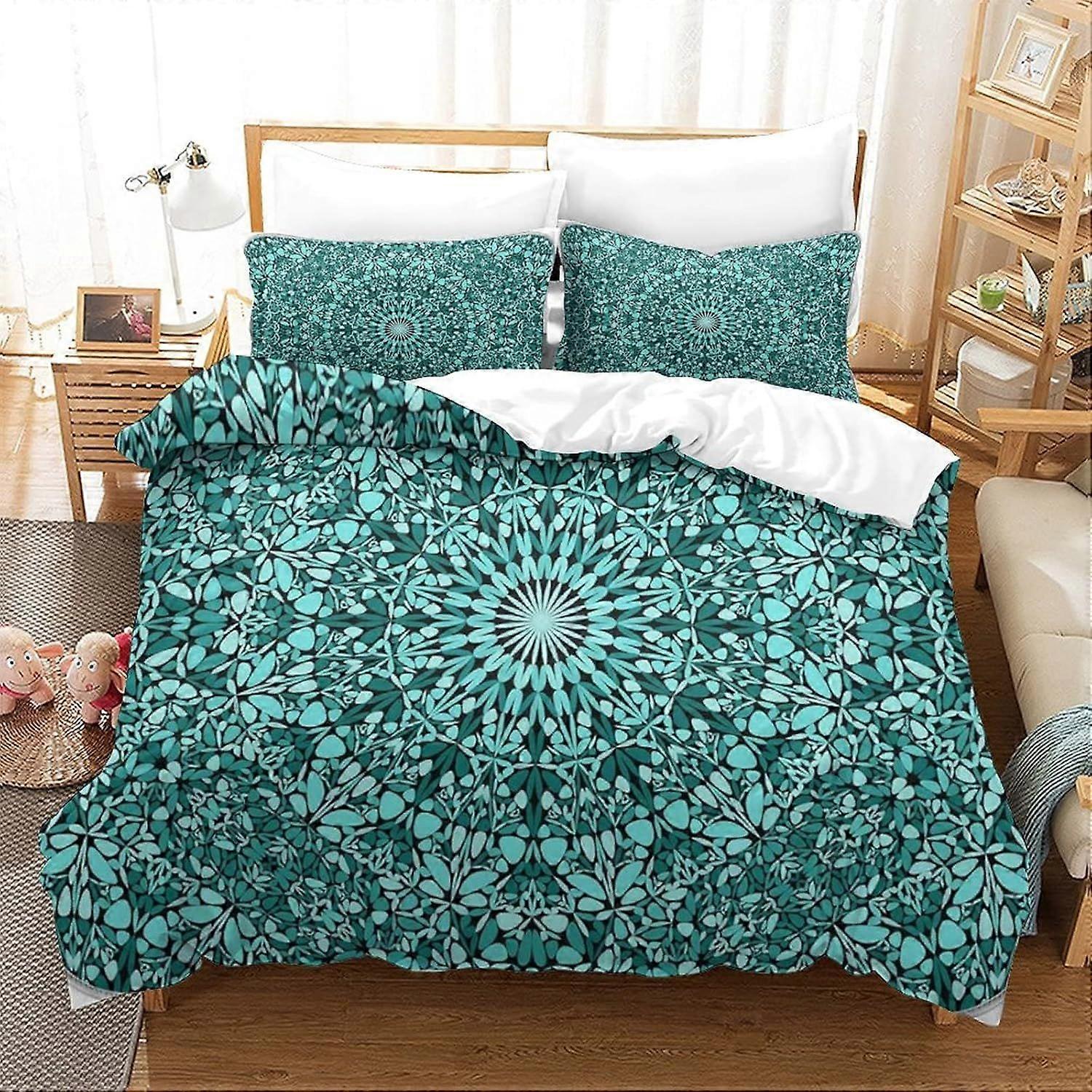 Conjunto de Capa de Edredom Mandala Boêmia Colcha Boho Chic Mandala Colorida com Vergonhas Conjuntos de Cama de Natal de Microfibra Macia com Zíper 3PCs Kin