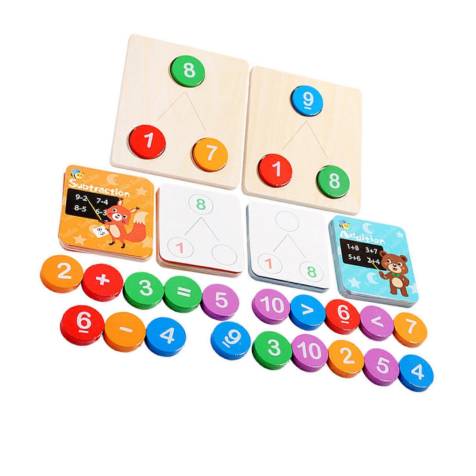 Reusable Wooden Math Set With Storage Case For Number Operations And Problem Solving Multicolor