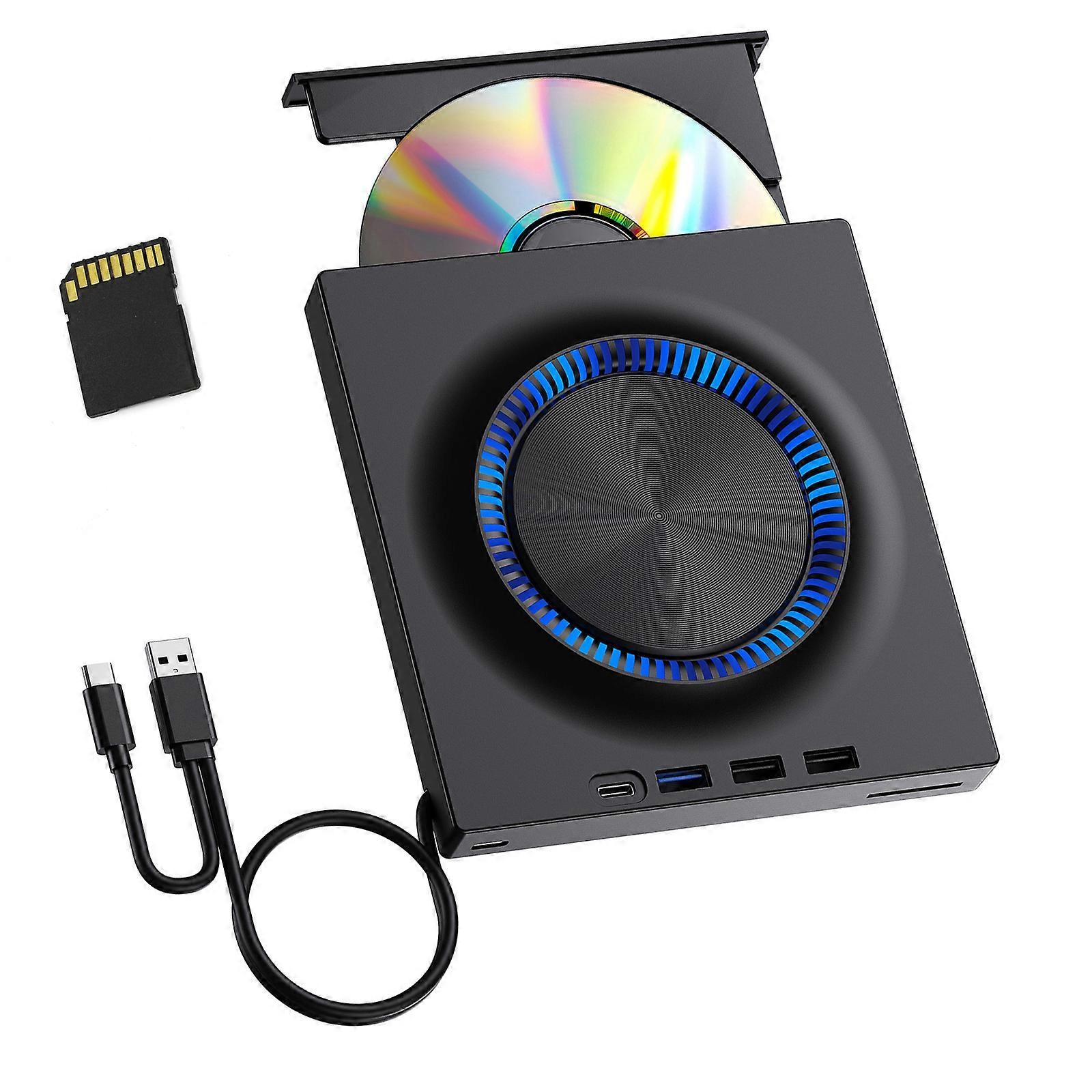 Slimmer External Dvds Drive Burners Writer With USB3.0 High Speed Transfer And Card Slots For Data Backup Gaming Multicolor