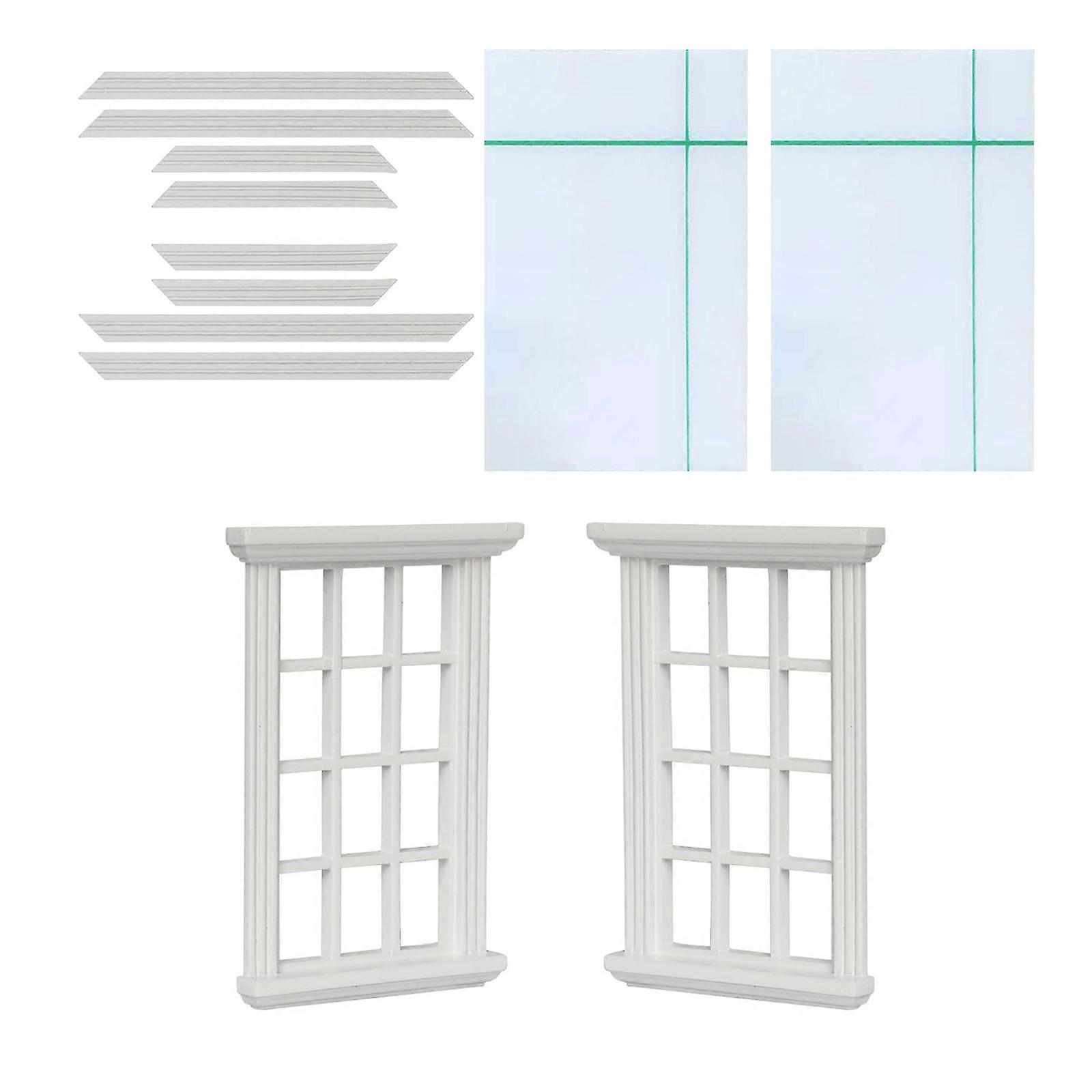 Miniature Window Model Figure 2PCS 1/12 Doll House Furniture Rural Scene Setting For Decorative Architecture Project Multicolor