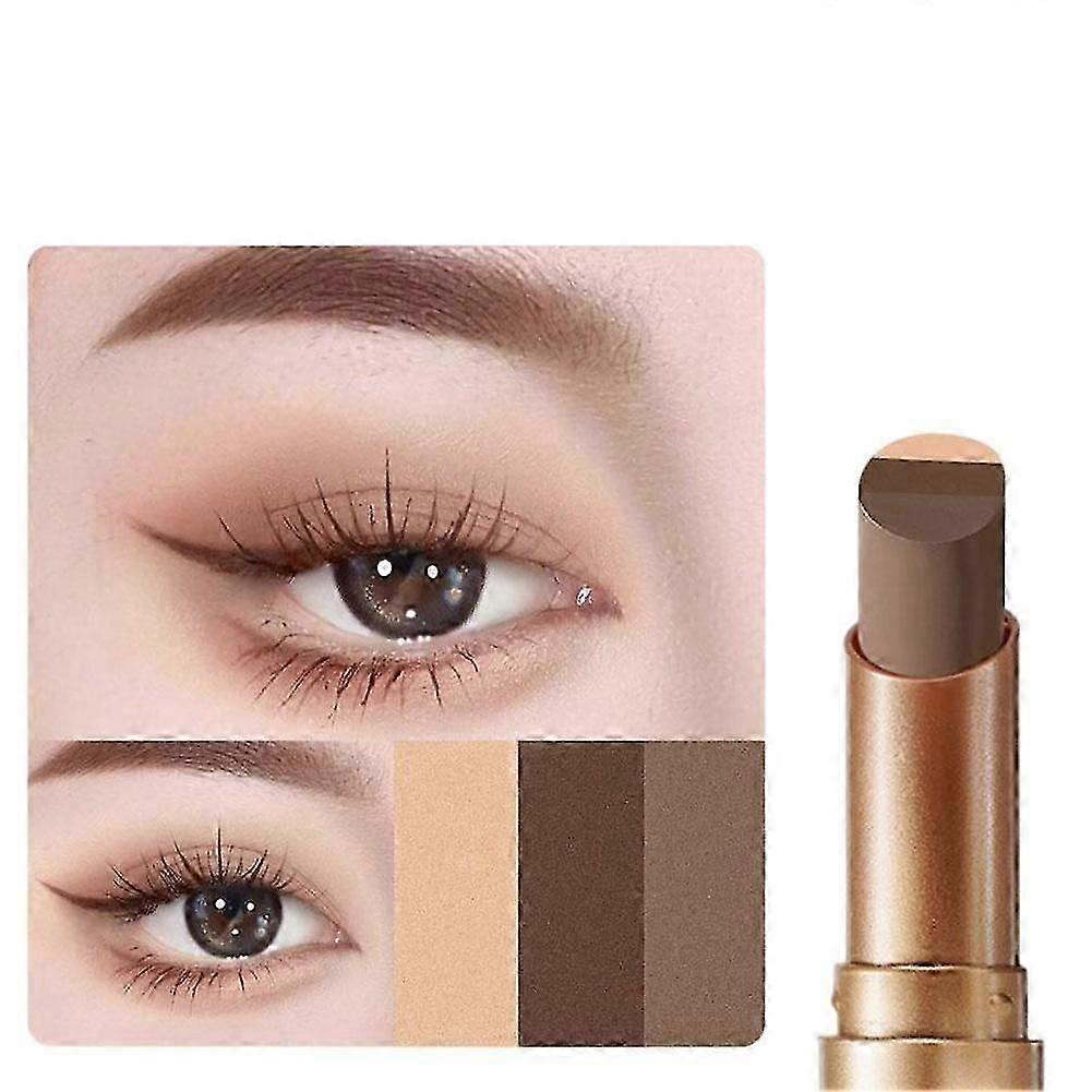 Triple Color Twist-Up Eyeshadow Stick for Layered Makeup Long-Lasting Waterproof Formula Smooth Application Sensitive Skin Safe