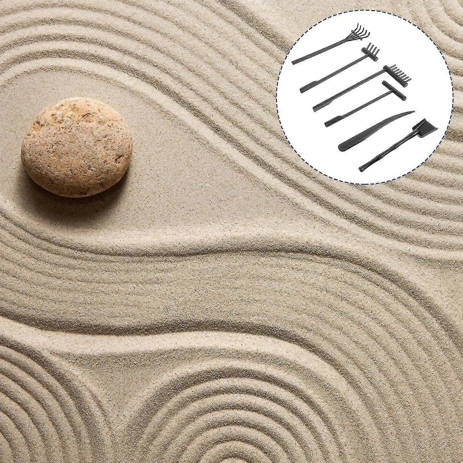 6 τεμ Ιαπωνικά αξεσουάρ Zen εργαλεία κήπου Zen Garden Rake Sandbox εργαλεία μινιατούρα τσουγκράνα Zen