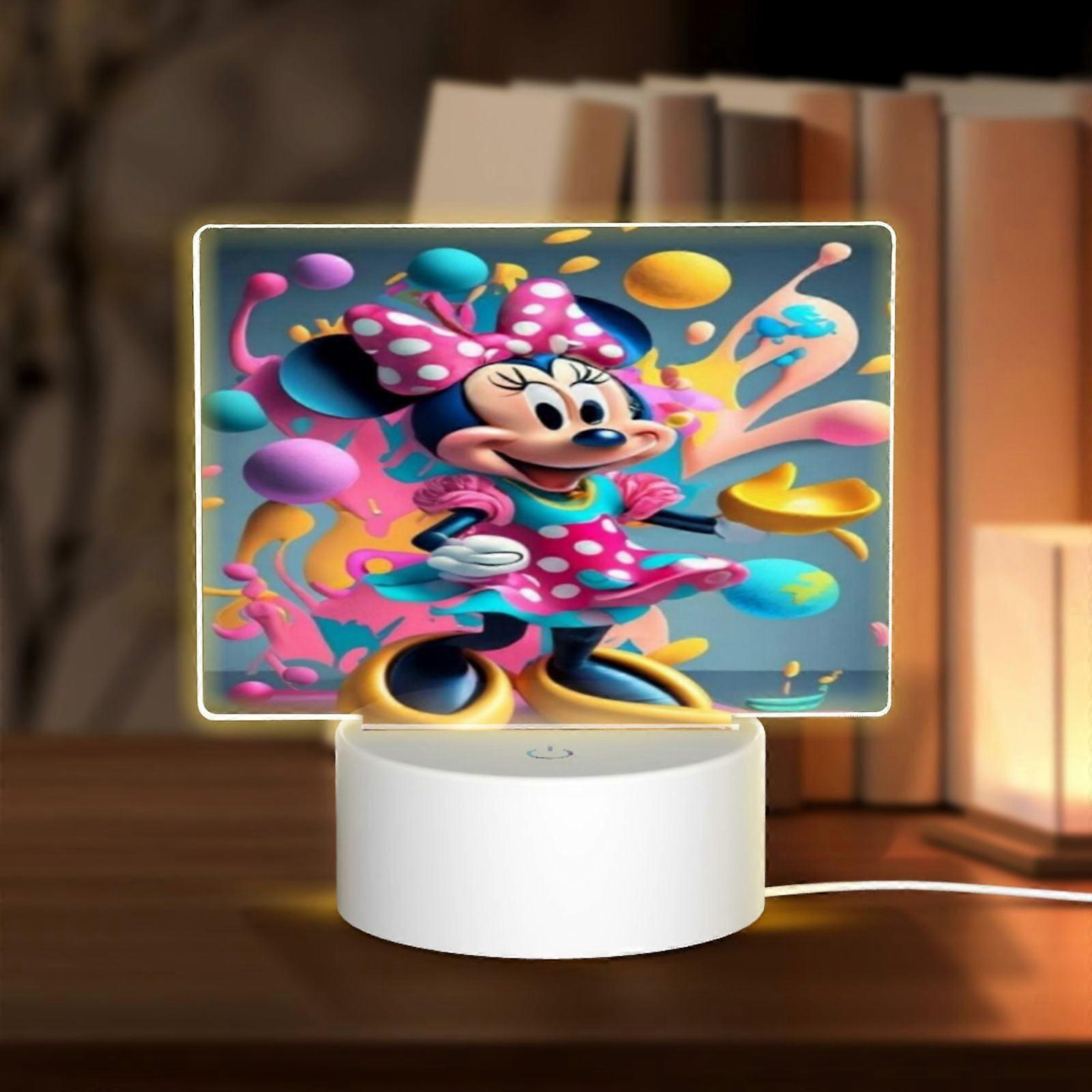 Mickey Mouse Acrylic Night Lamp with Base, Compatible with Room Decor, Plug-In LED Light for Kids, Birthday Holiday Gift