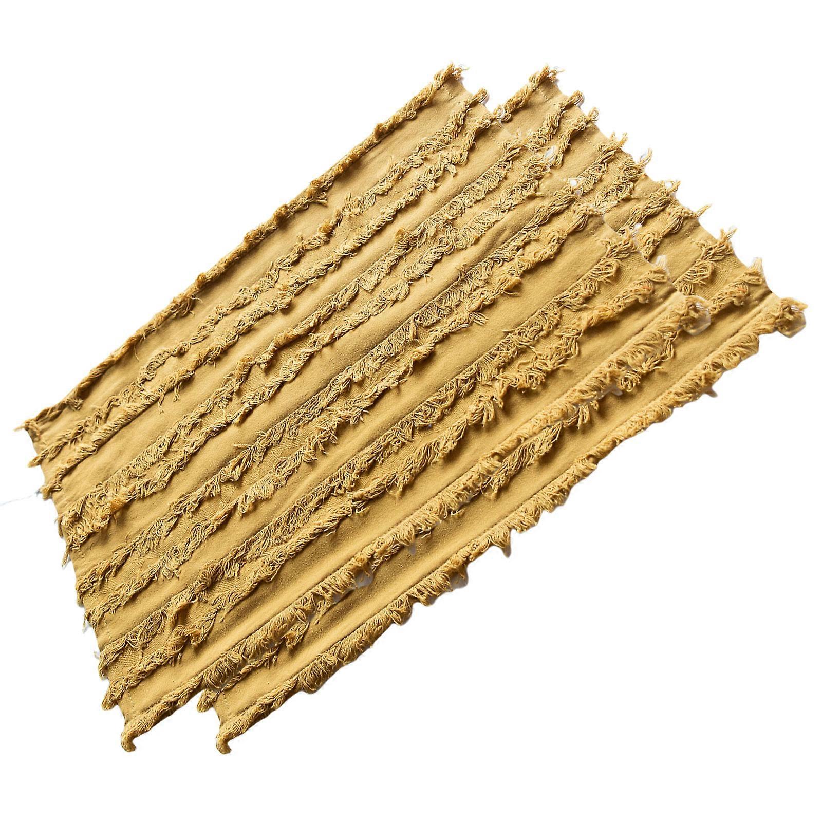 Paquet de 2 tapis de table en lin de coton Sous-verres de protection pour la vaisselle Sets de table en lin de coton Tapis de protection pour la table jaune