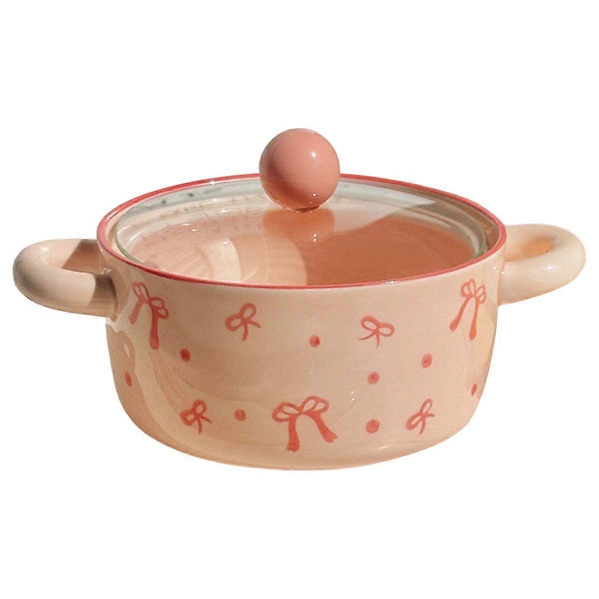 Ceramic Instant Noodle Bowl with Lid, High-Looking Double-Ear Instant Noodle Bowl with Lid and Larg