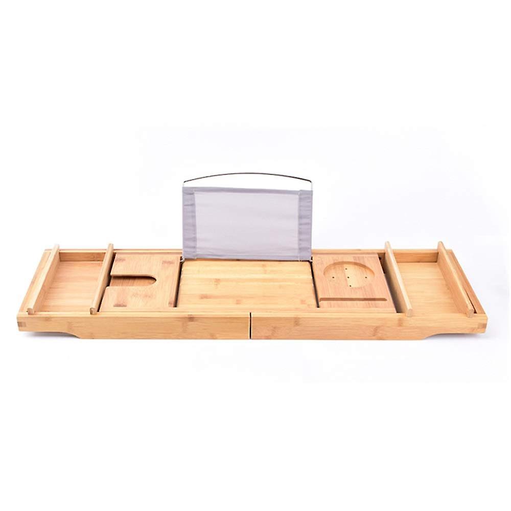 Bathtub Caddy Tray with Wine Glass Holder and Book Stand, Adjustable Bath Shelf Storage Rack (Red)