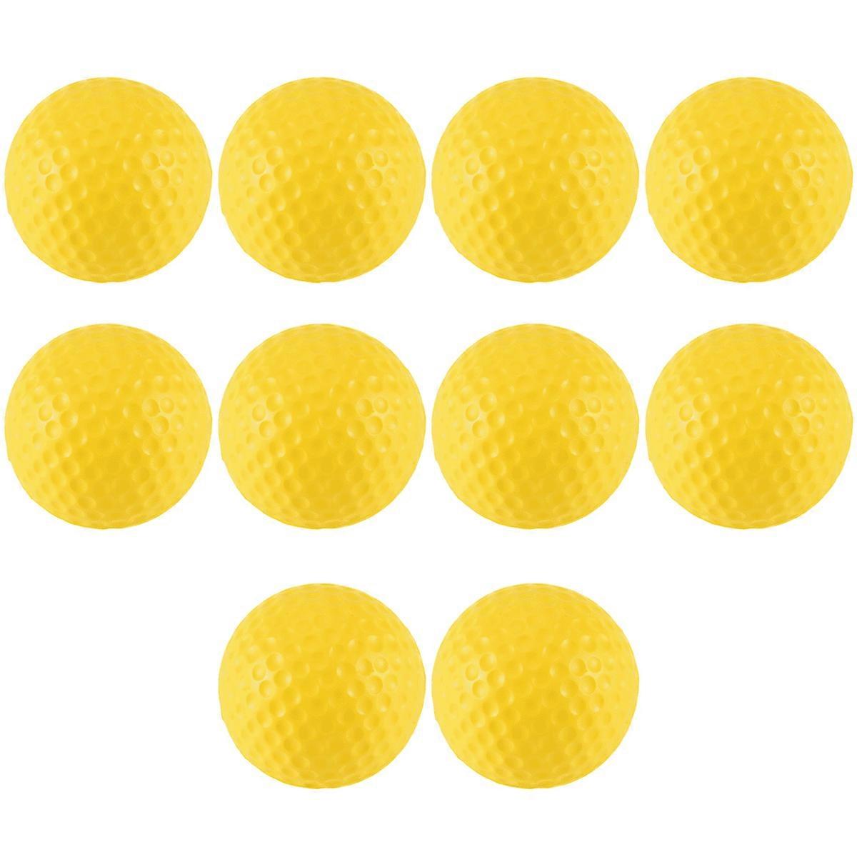 10pcs Yellow Soft Elastic Indoor Practice PU Golf Ball