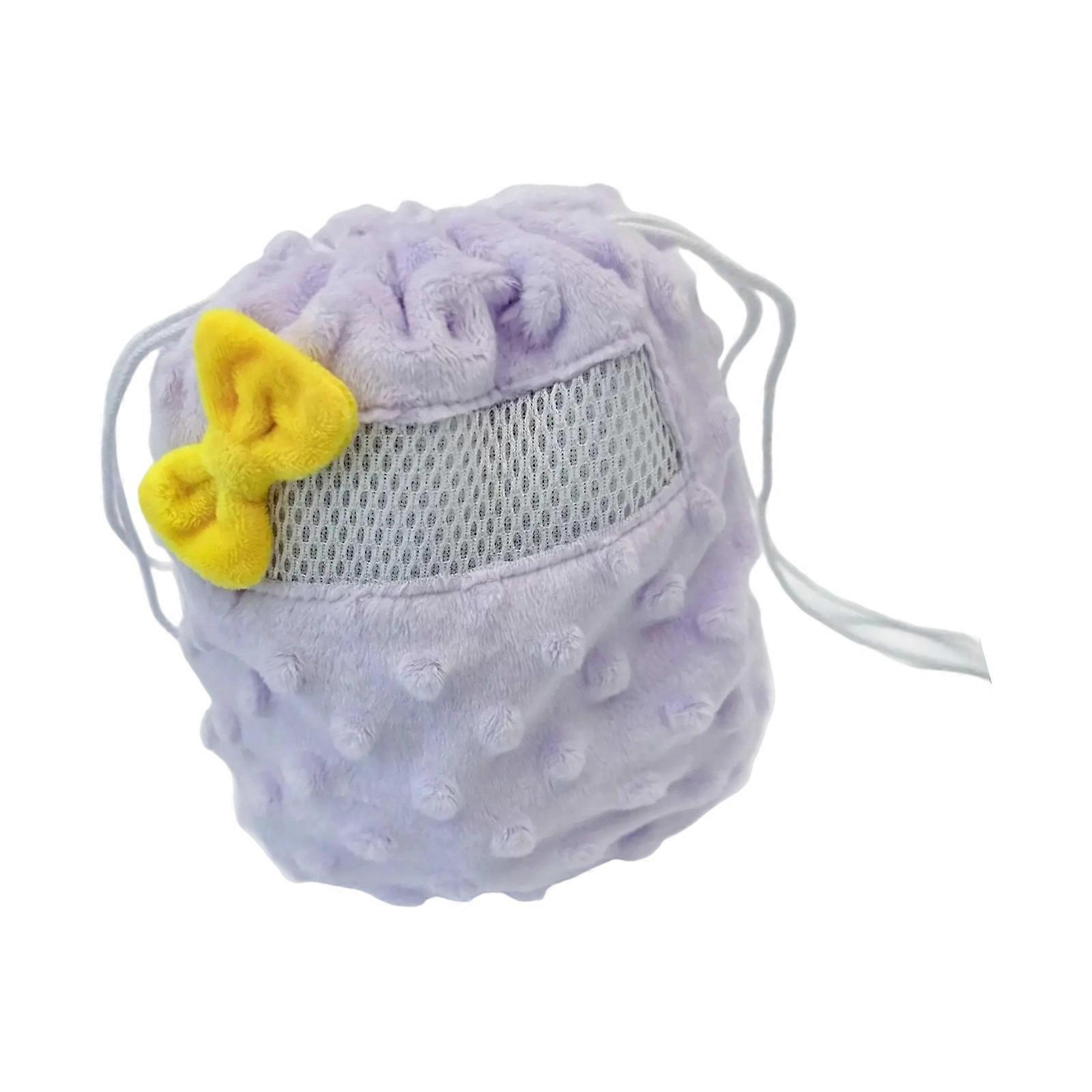 Plush Pet Carriers Bag Soft and Comfortable Breathable Drawstring Carry Bag for Hamsters and Small Animal Outdoor Use  Purple