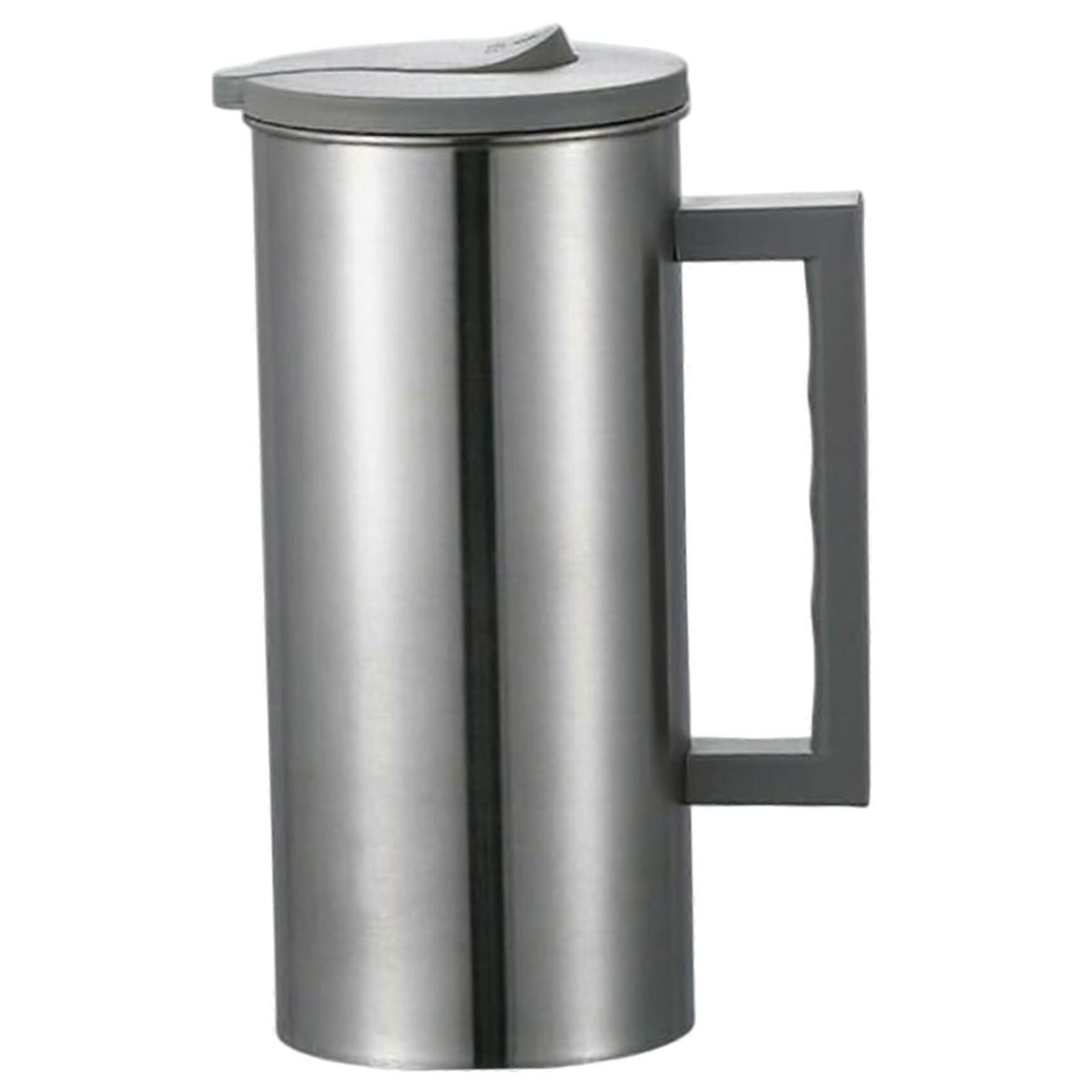 Stainless Steel Water Pitcher with Lid 1800ml Wide Mouth RustResistant Jug for Hot and Cold Drinks