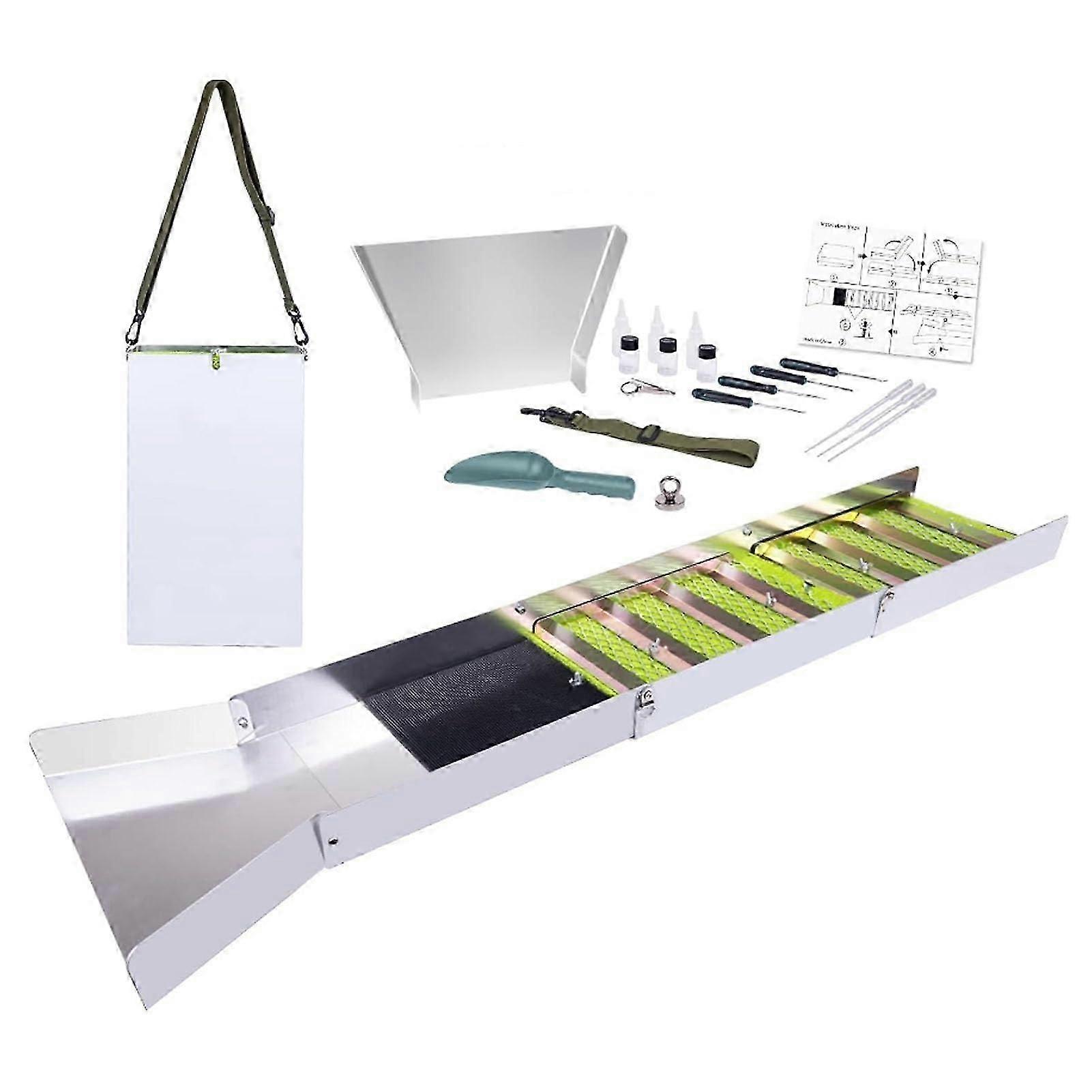 Sluice Box Kit Portable Aluminum Alloy Folding Sluice Box For Gold Mining Panning And Exploration In Rivers And Streams