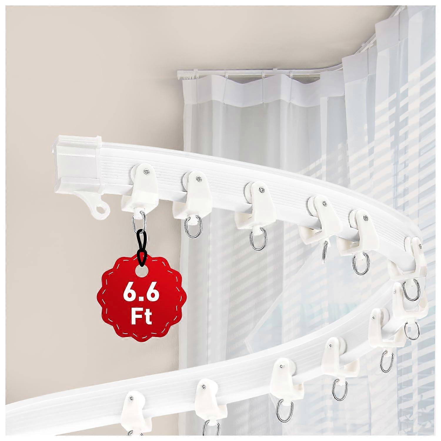 Ceiling Curtain Track 6.6Ft Bendable Design with Smooth Sliding for Room Divider RV Shower White