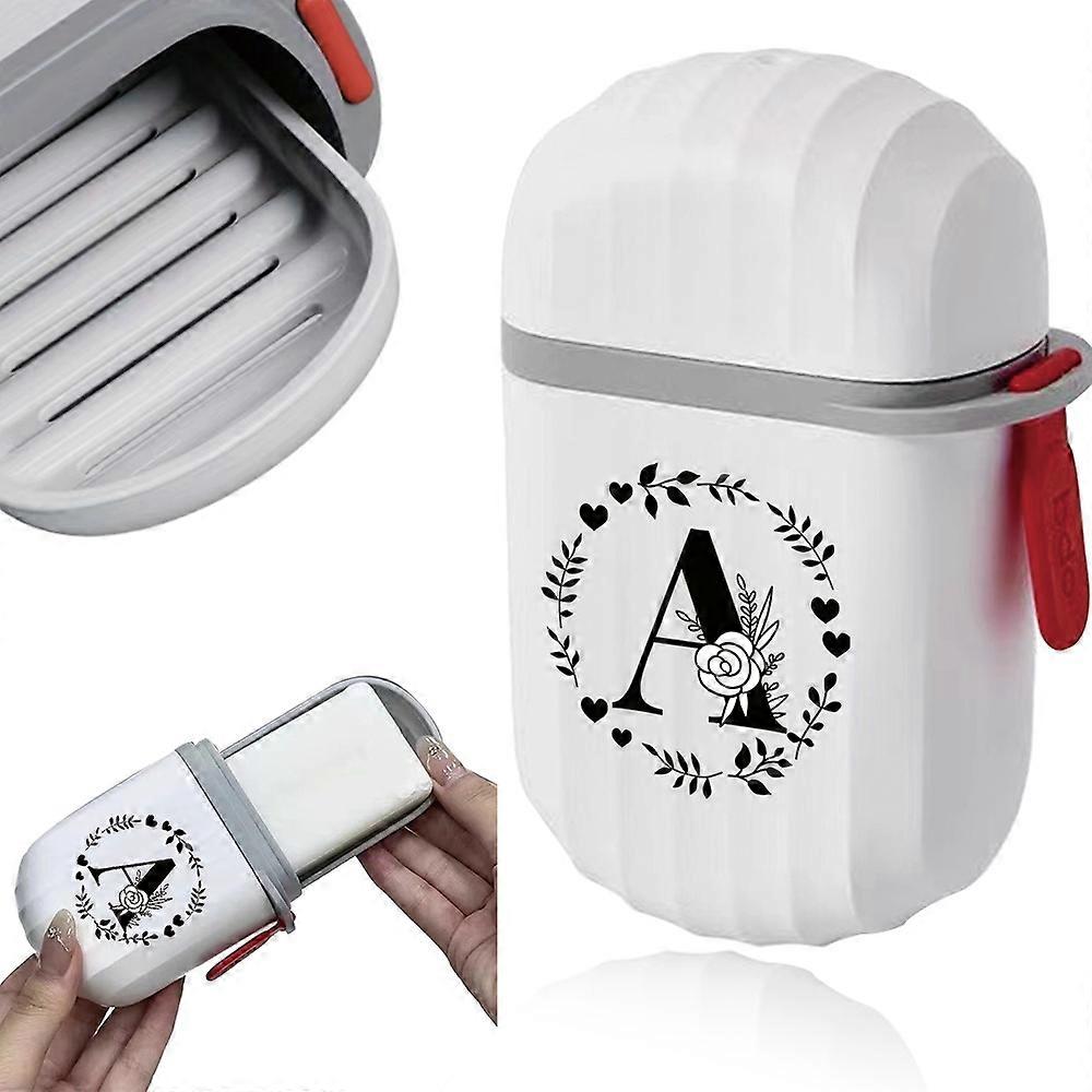 1pcs Portable Soap Box Soap Organizer Box Tray Soap Case With Lid For Home Bathroom Travel Essentials Garland Letter Pattern