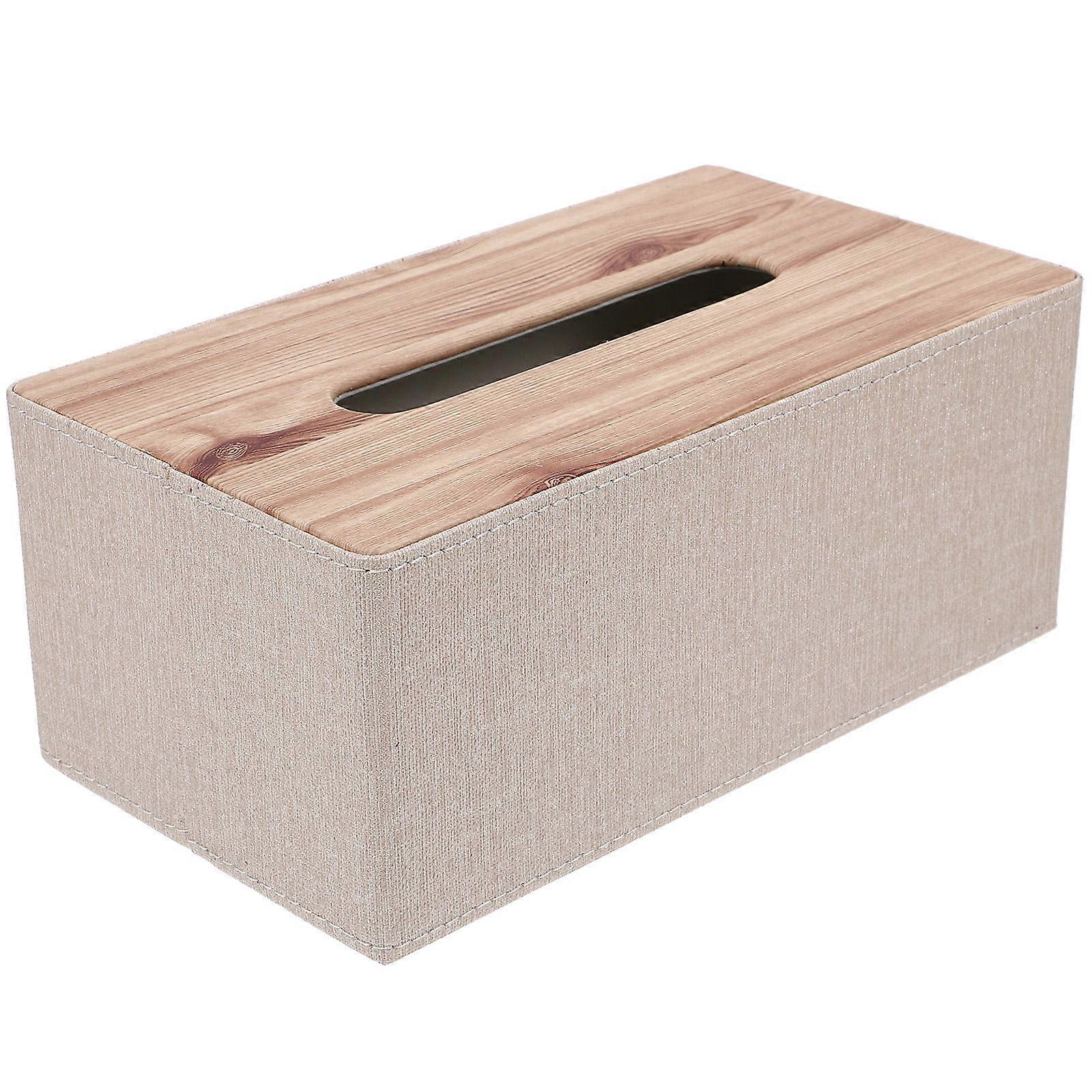 Beige Tissue Box Holder for Home Use Featuring PU Material