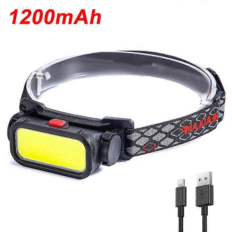 Powerful COB LED Headlamp USB Rechargeable 4 Modes Lighting Head Flashlight With 18650 Built in Battery Camping Fishing Lantern
